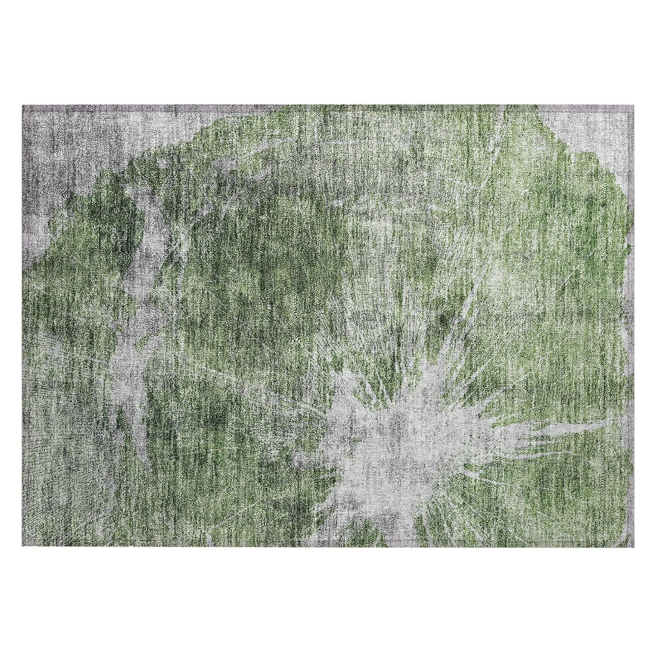 Machine Washable Indoor/ Outdoor Chantille Modern Tree Grain Rug