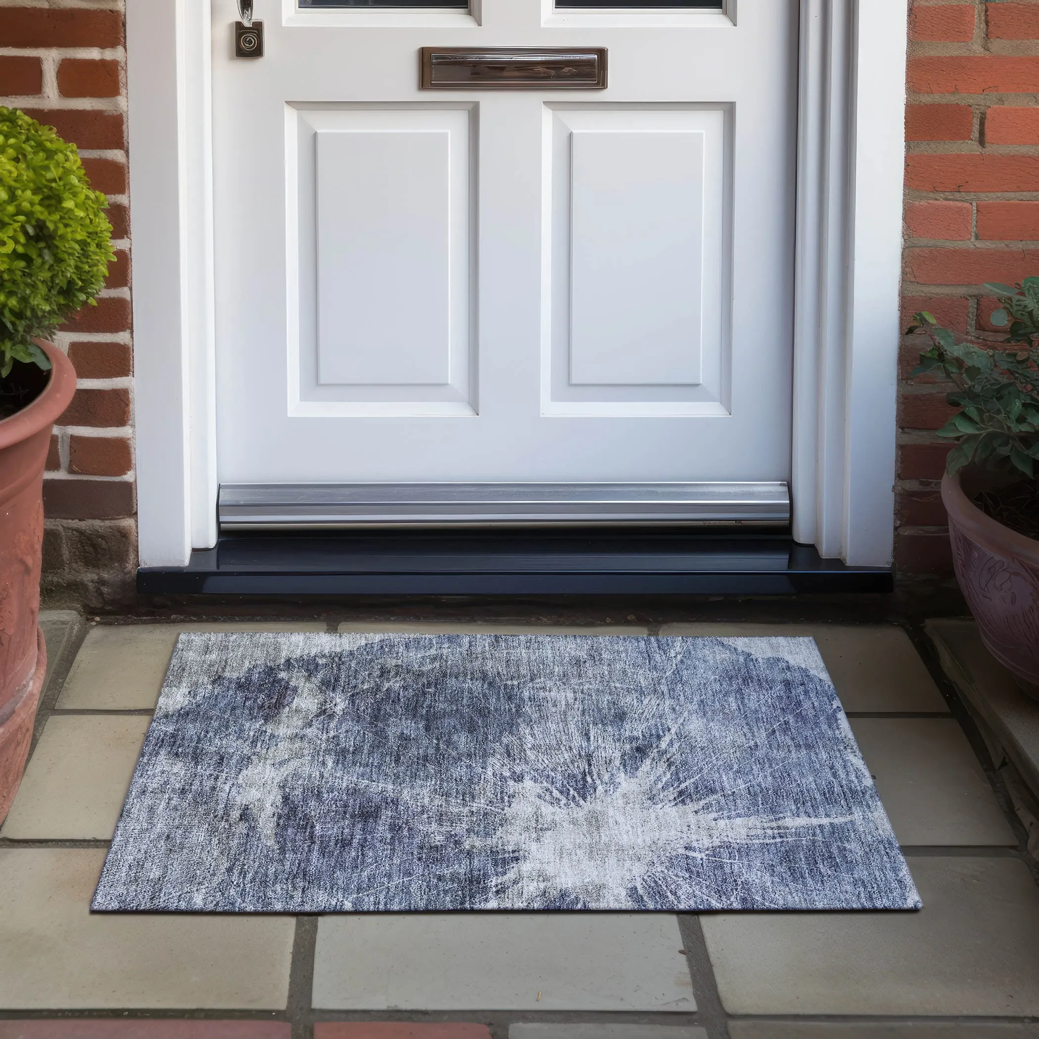 Machine Washable Indoor/ Outdoor Chantille Modern Tree Grain Rug