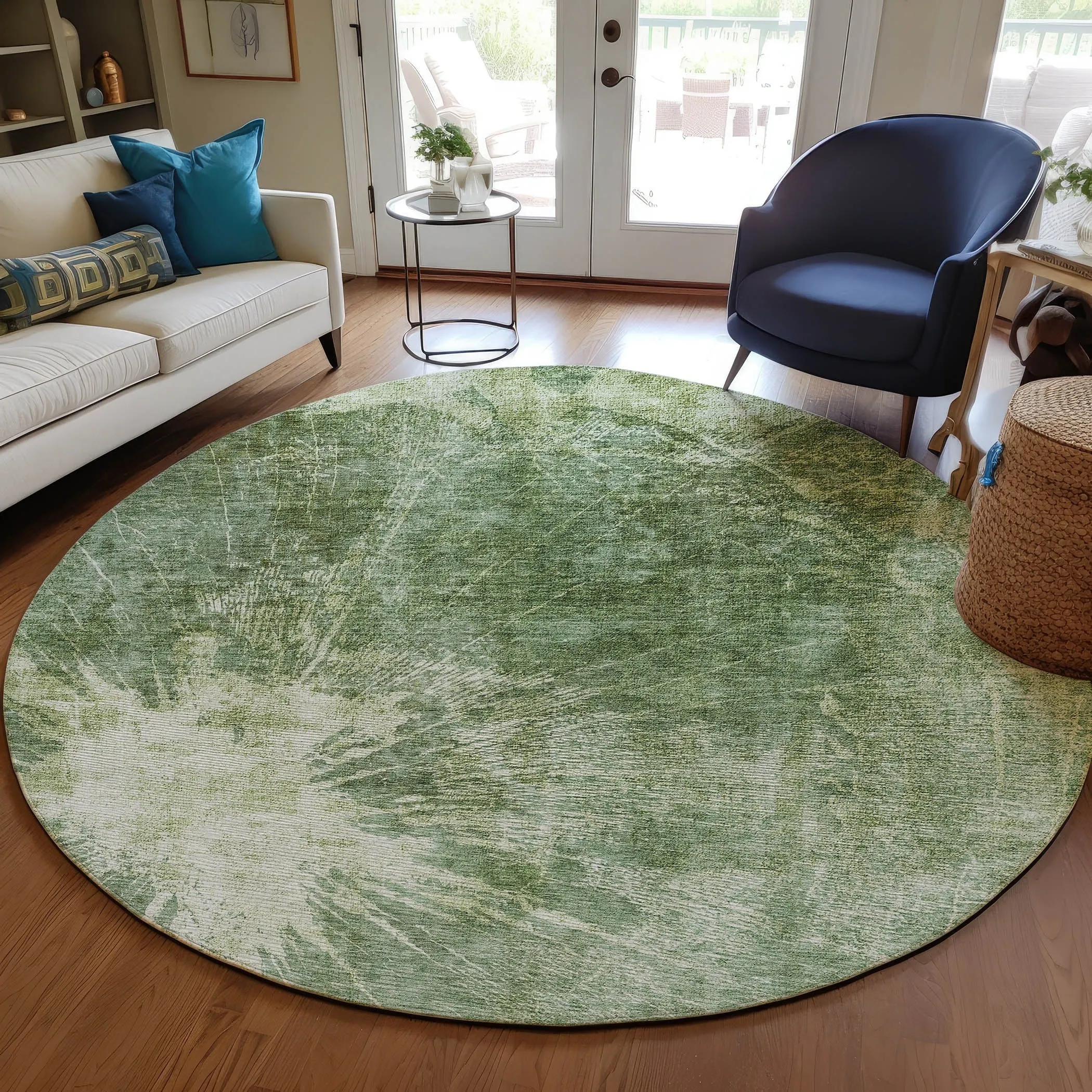 Machine Washable Indoor/ Outdoor Chantille Modern Tree Grain Rug
