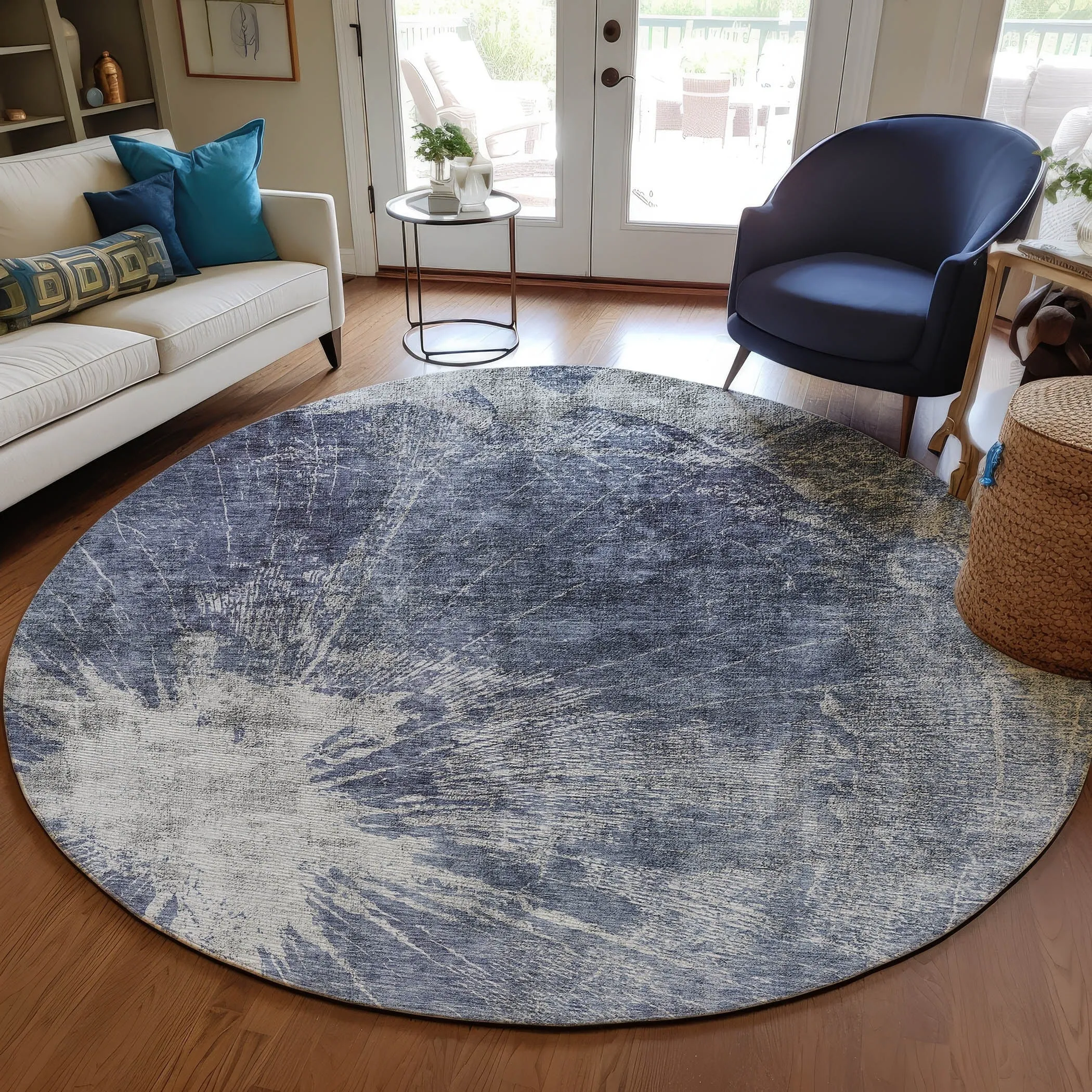 Machine Washable Indoor/ Outdoor Chantille Modern Tree Grain Rug