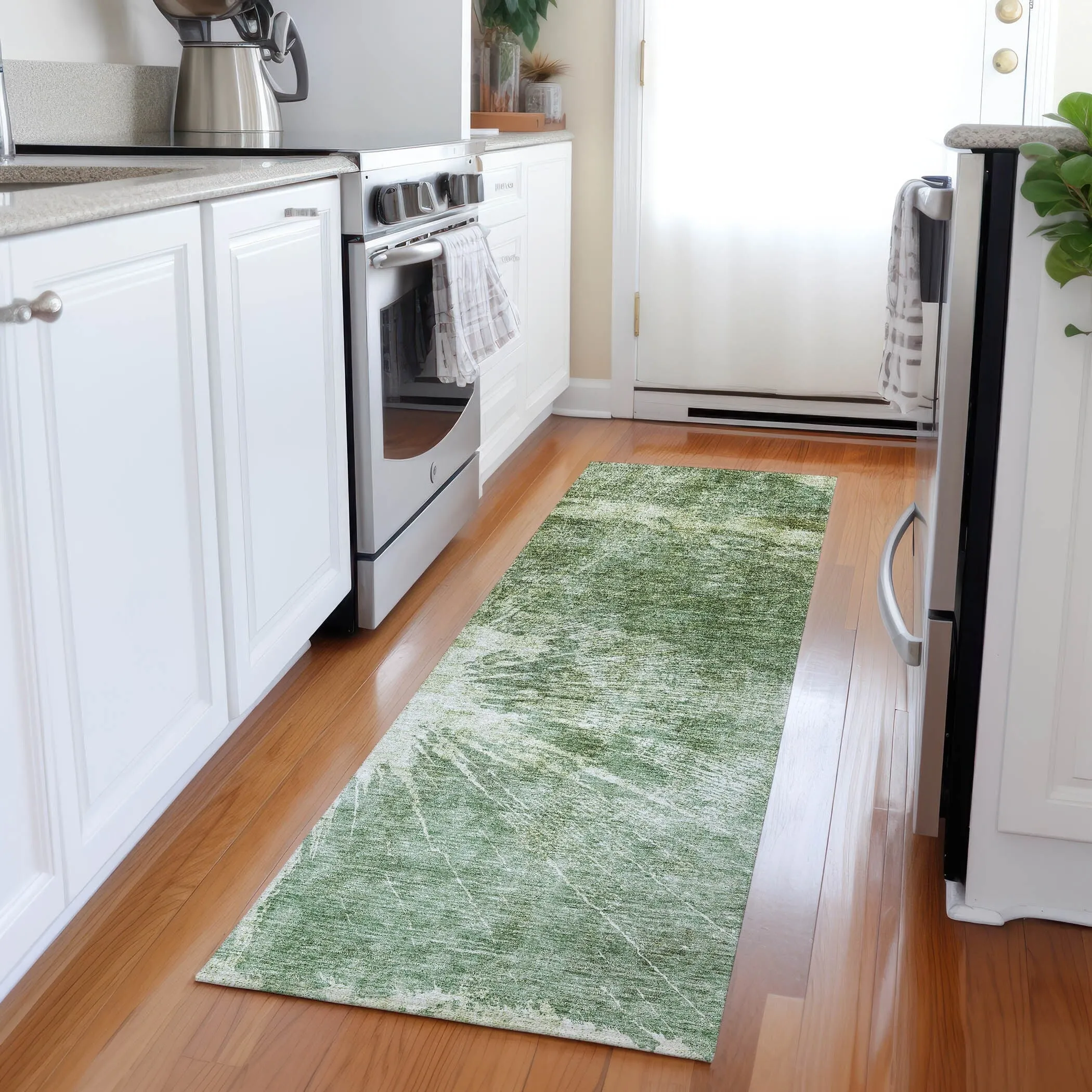 Machine Washable Indoor/ Outdoor Chantille Modern Tree Grain Rug