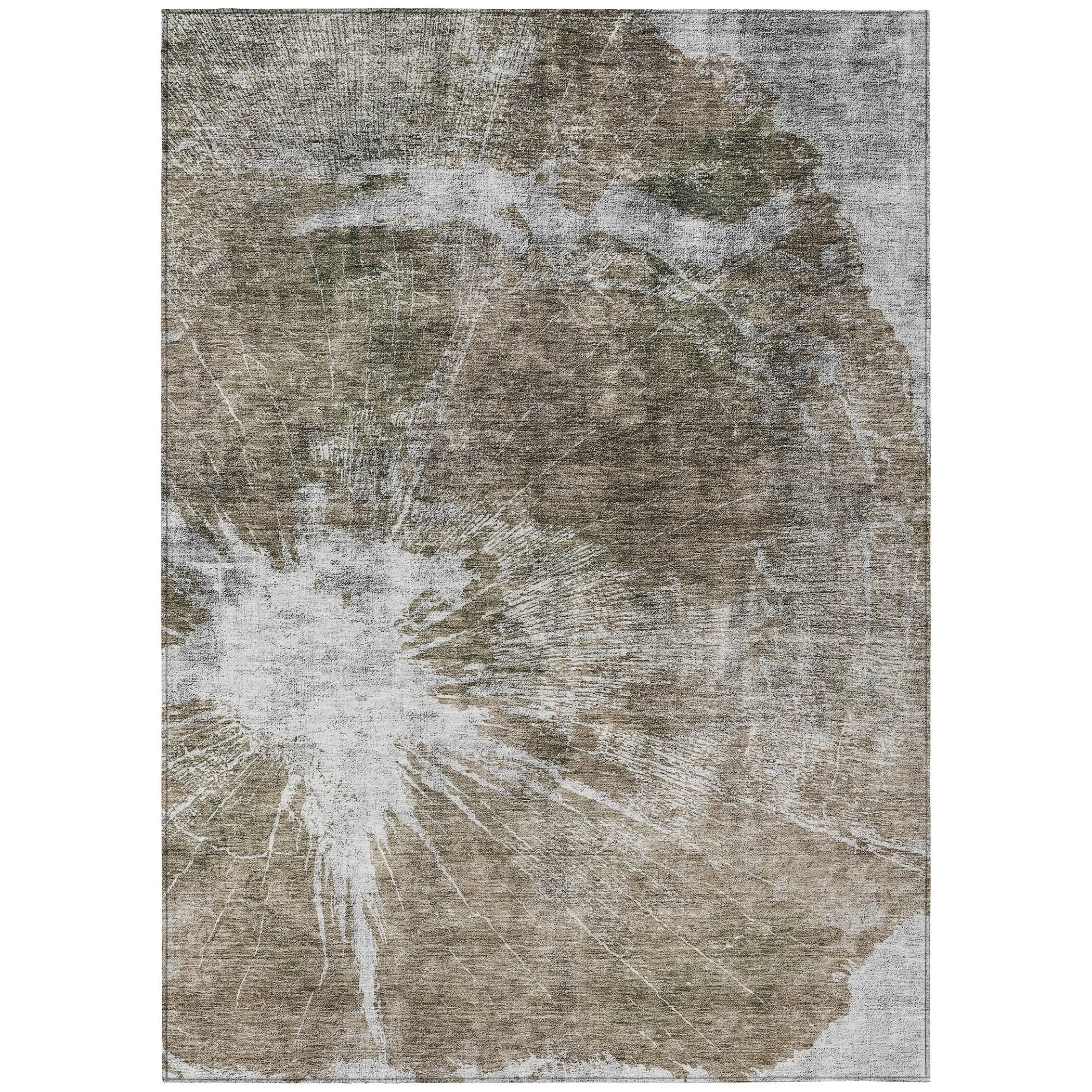 Machine Washable Indoor/ Outdoor Chantille Modern Tree Grain Rug
