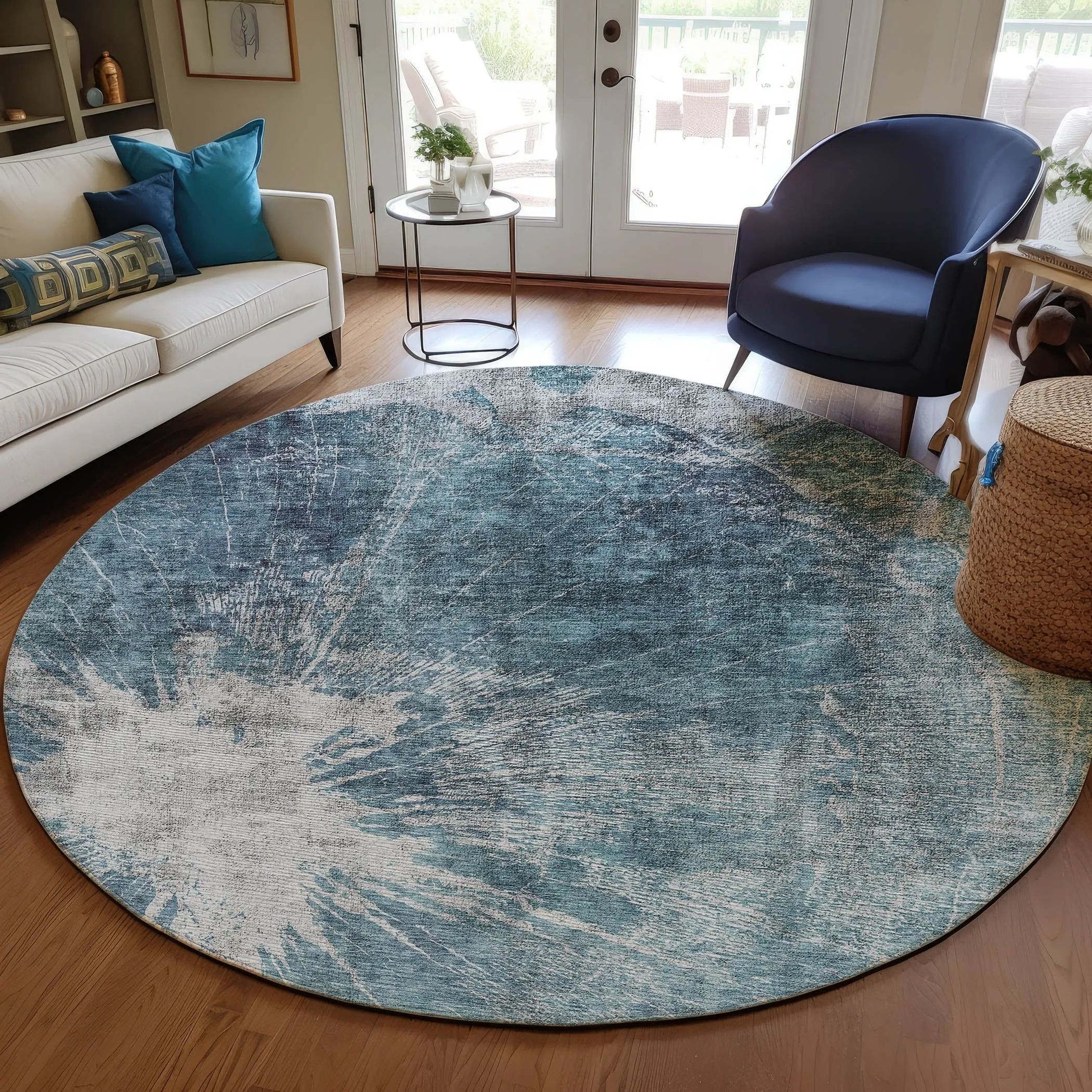 Machine Washable Indoor/ Outdoor Chantille Modern Tree Grain Rug