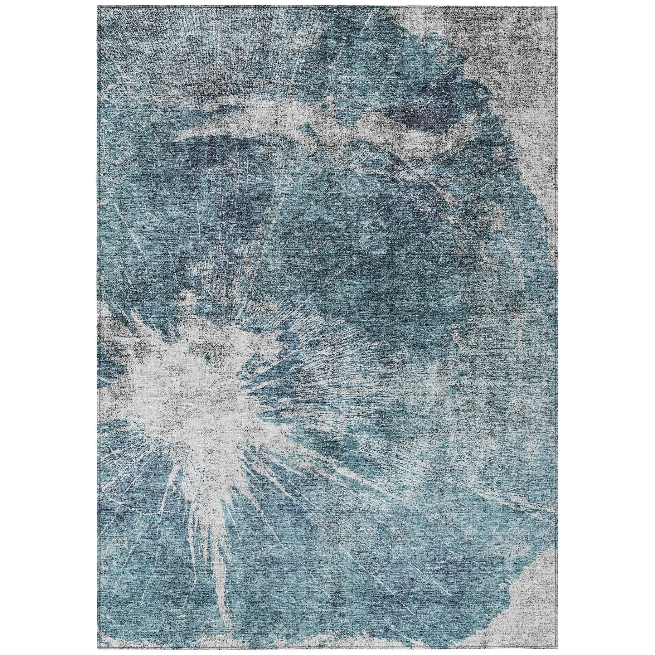 Machine Washable Indoor/ Outdoor Chantille Modern Tree Grain Rug