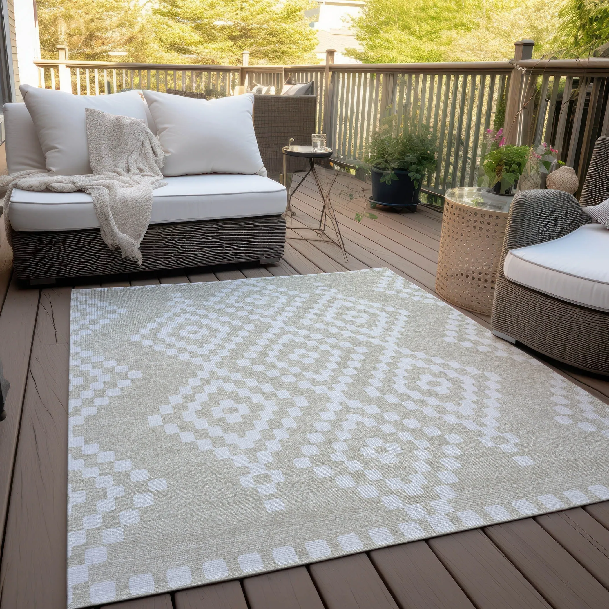 Machine Washable Indoor/ Outdoor Chantille Moroccan Boho Rug