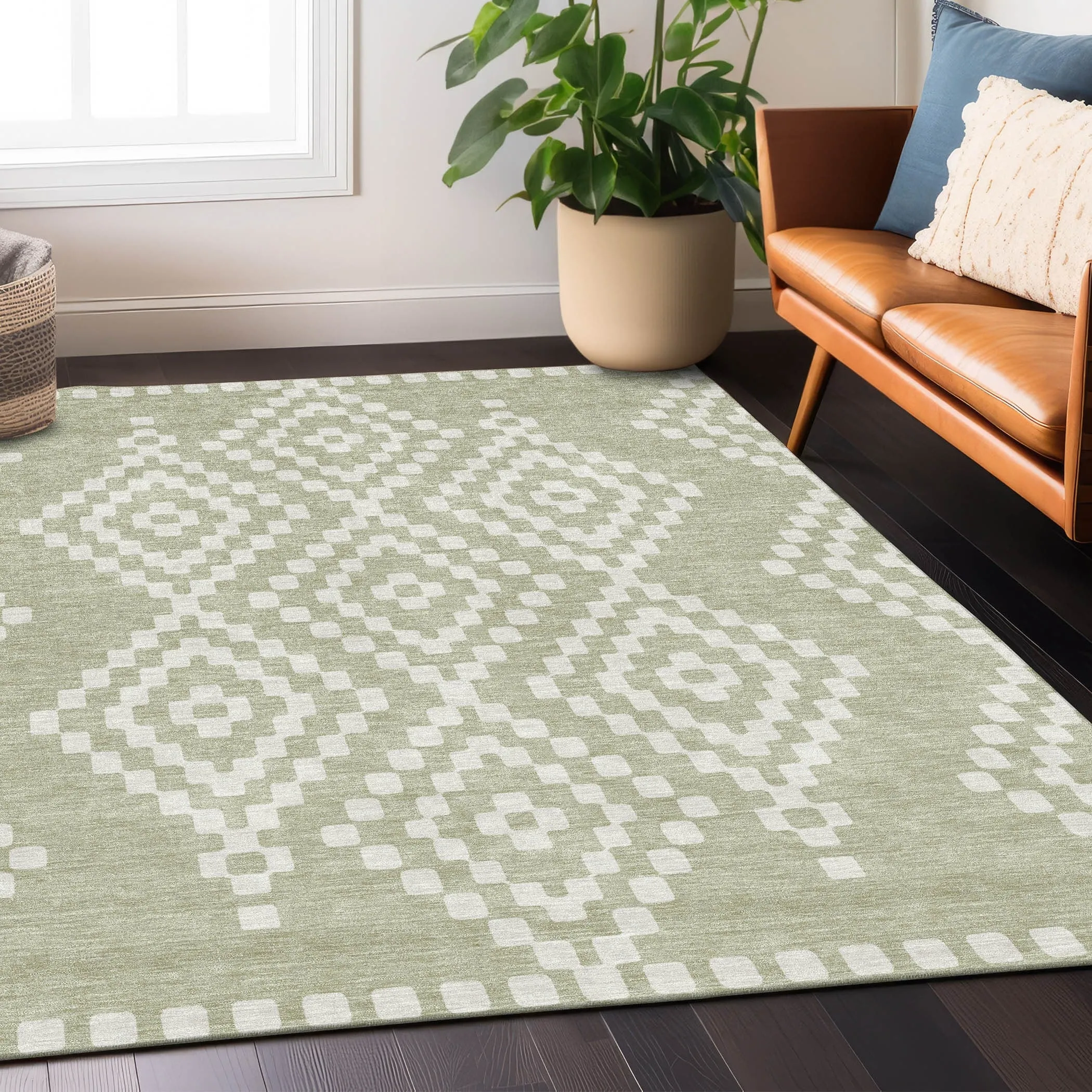 Machine Washable Indoor/ Outdoor Chantille Moroccan Boho Rug
