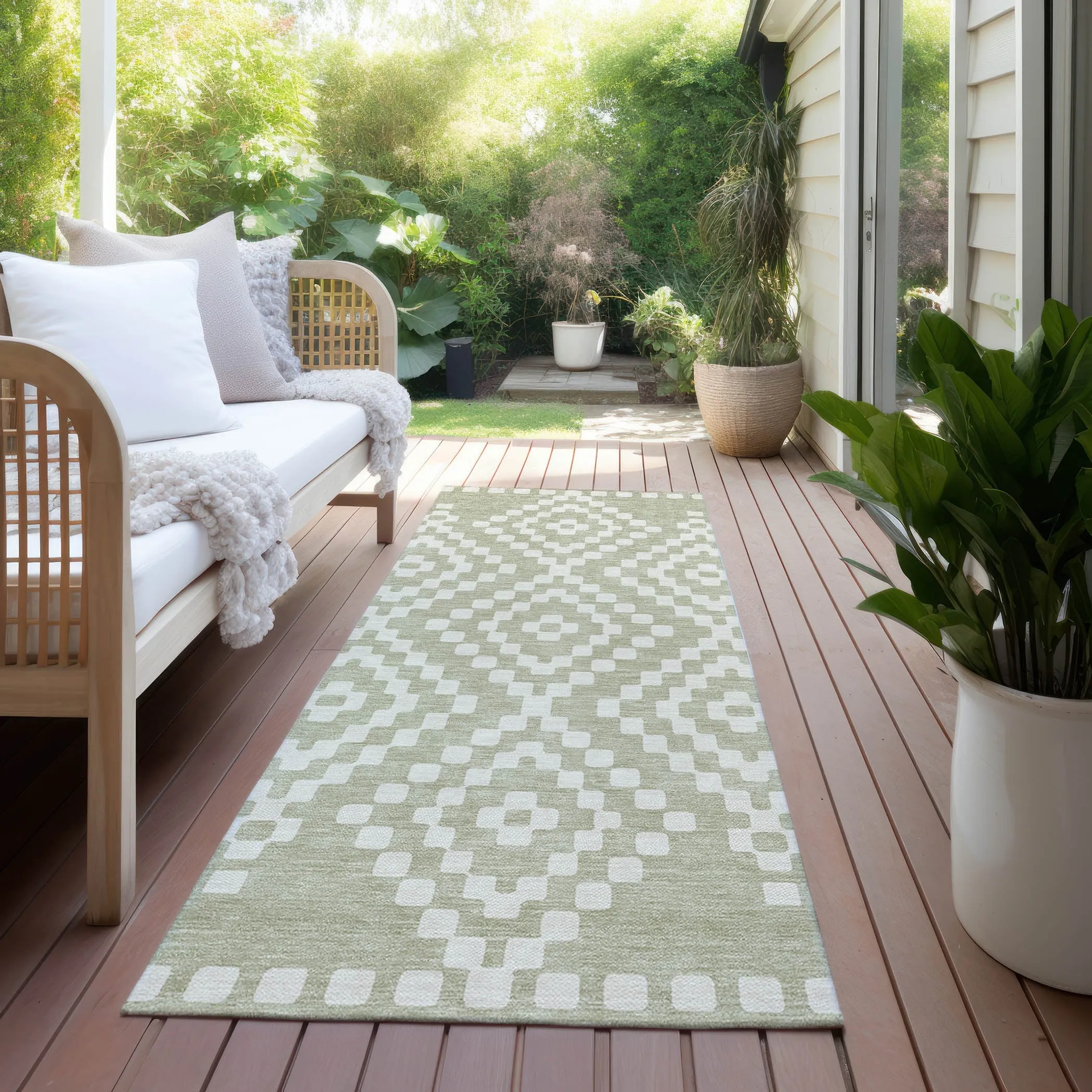 Machine Washable Indoor/ Outdoor Chantille Moroccan Boho Rug