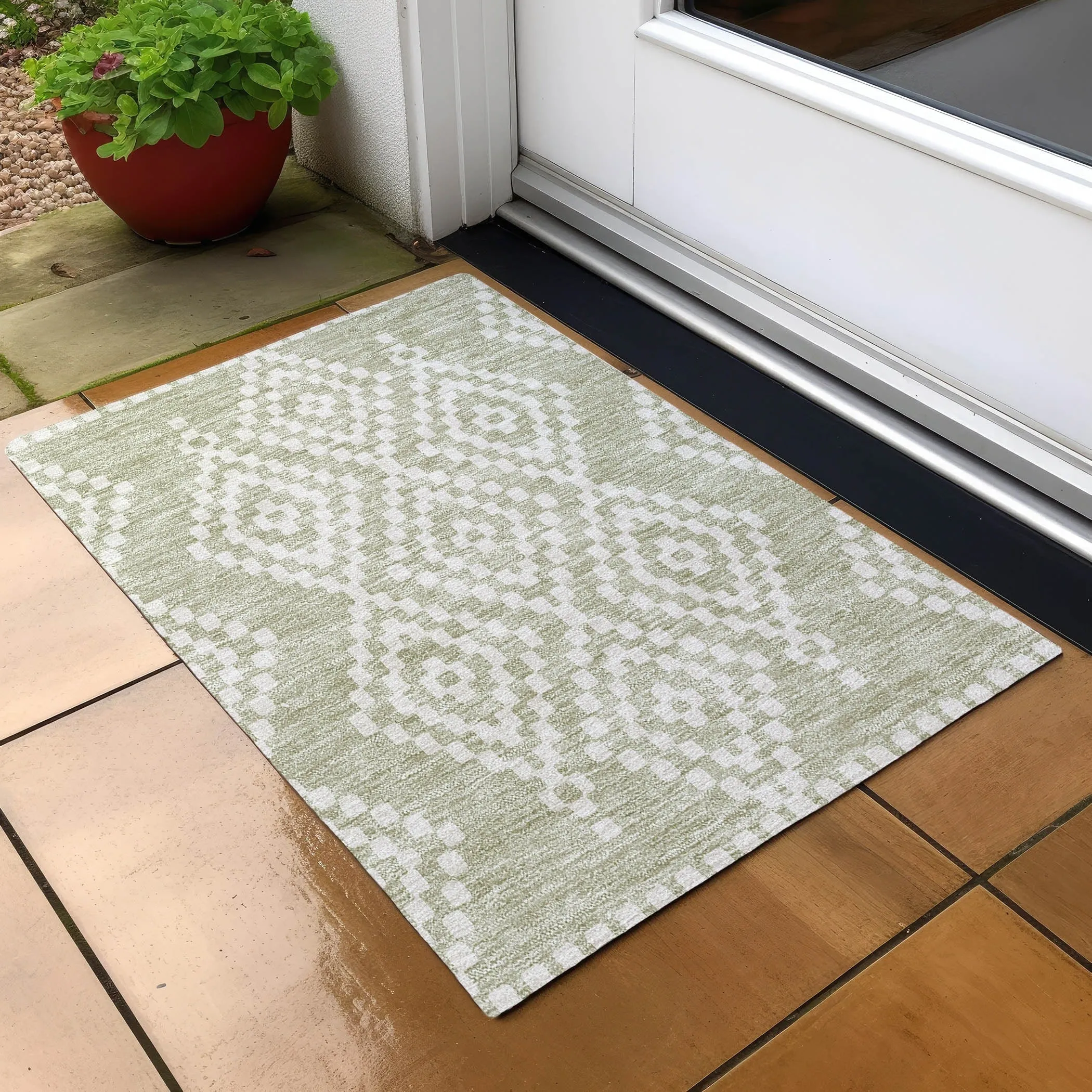 Machine Washable Indoor/ Outdoor Chantille Moroccan Boho Rug