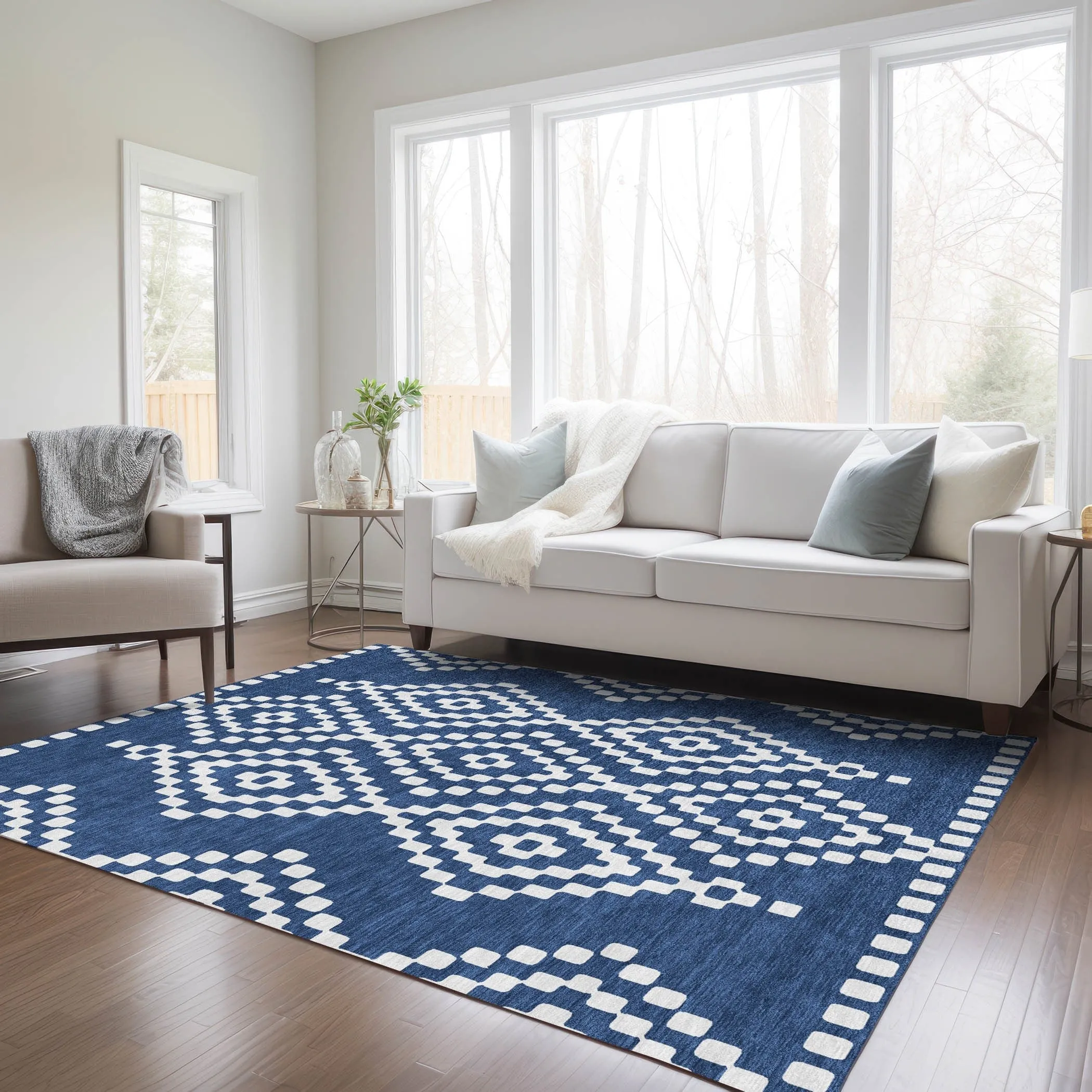 Machine Washable Indoor/ Outdoor Chantille Moroccan Boho Rug