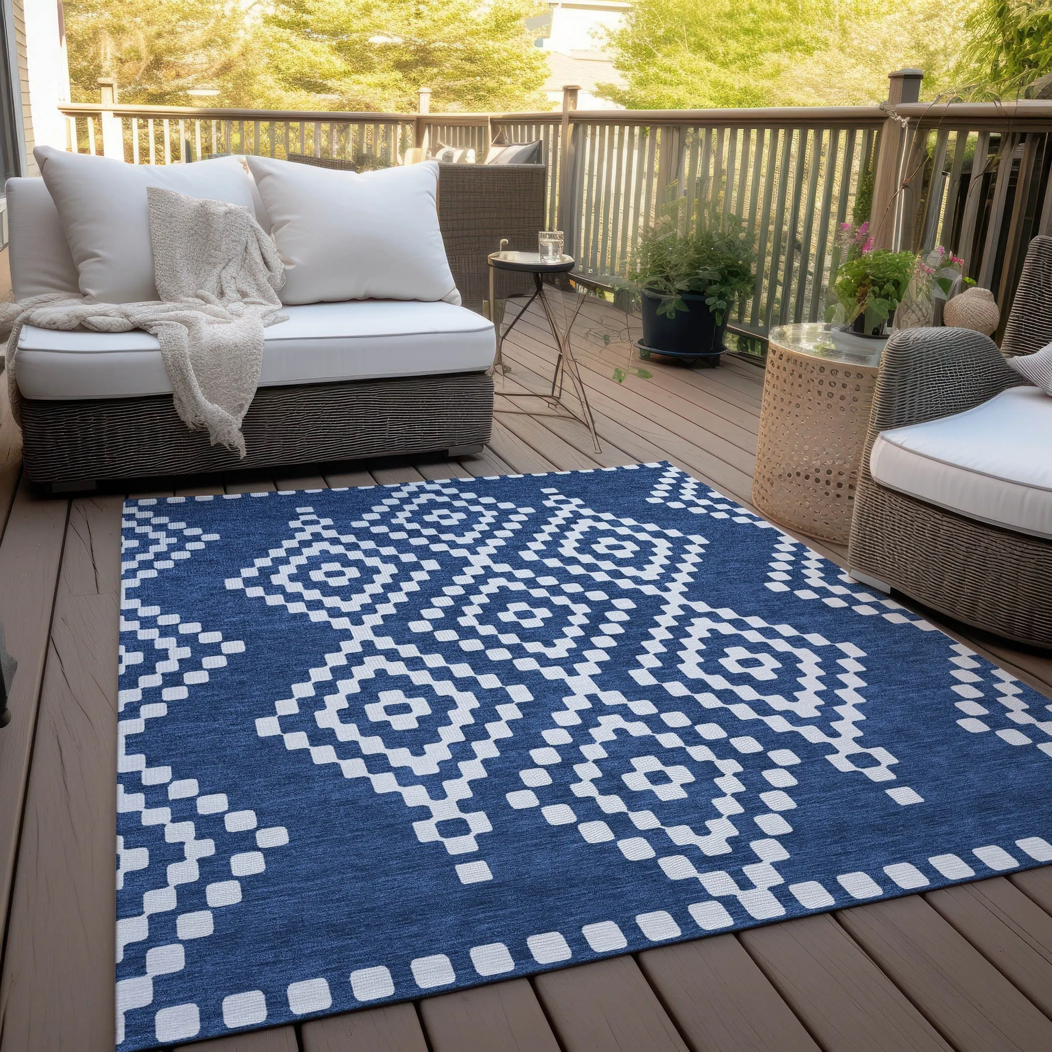 Machine Washable Indoor/ Outdoor Chantille Moroccan Boho Rug
