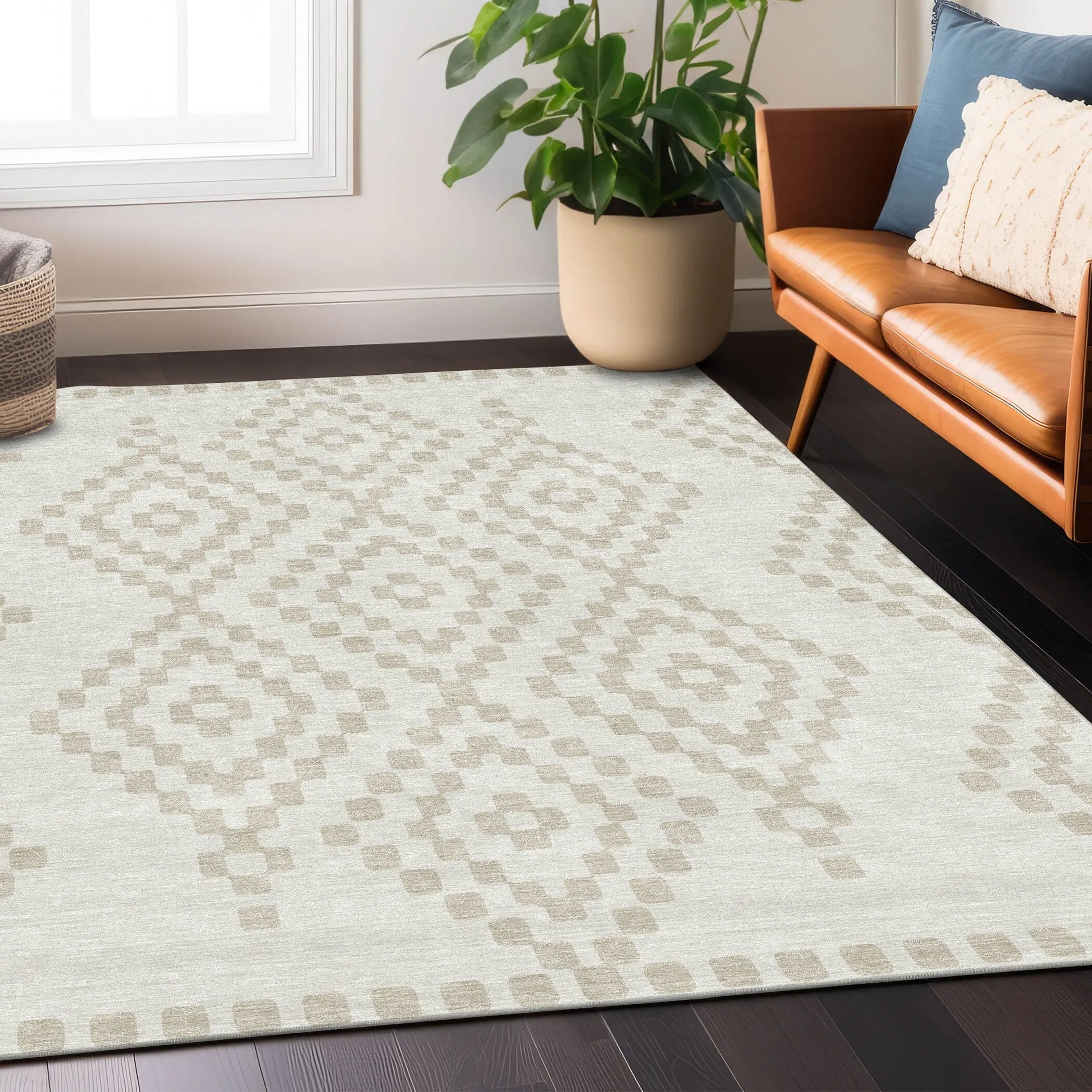 Machine Washable Indoor/ Outdoor Chantille Moroccan Boho Rug