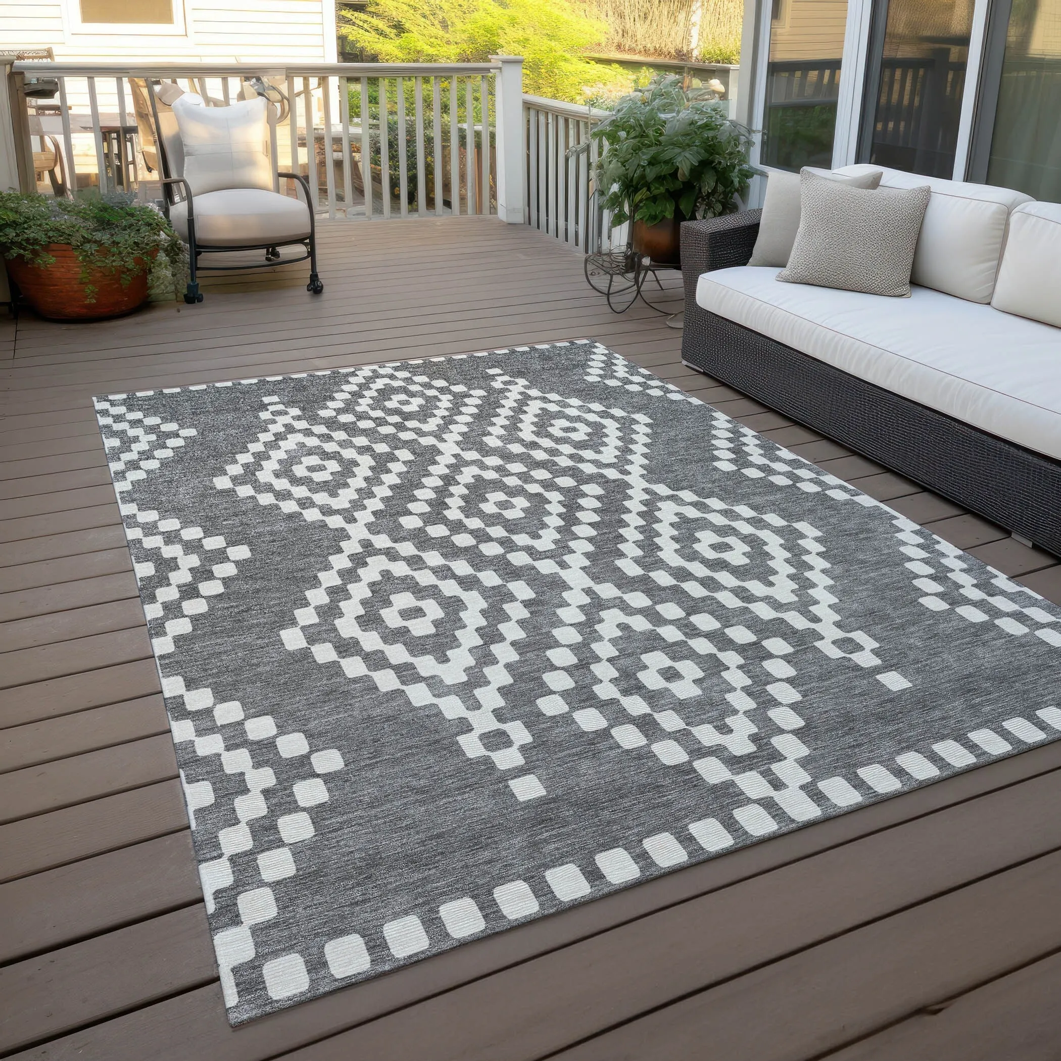 Machine Washable Indoor/ Outdoor Chantille Moroccan Boho Rug