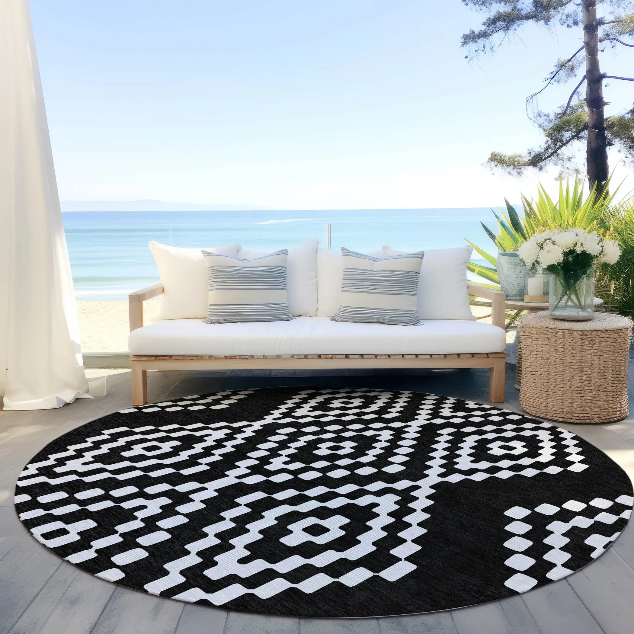 Machine Washable Indoor/ Outdoor Chantille Moroccan Boho Rug
