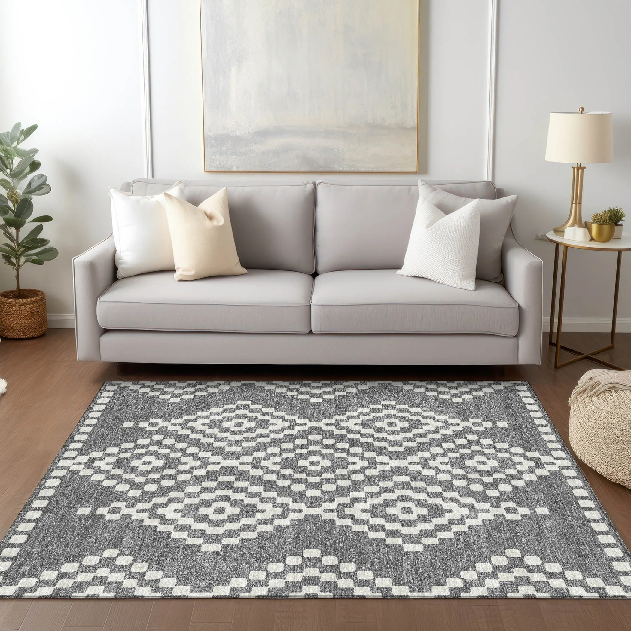Machine Washable Indoor/ Outdoor Chantille Moroccan Boho Rug