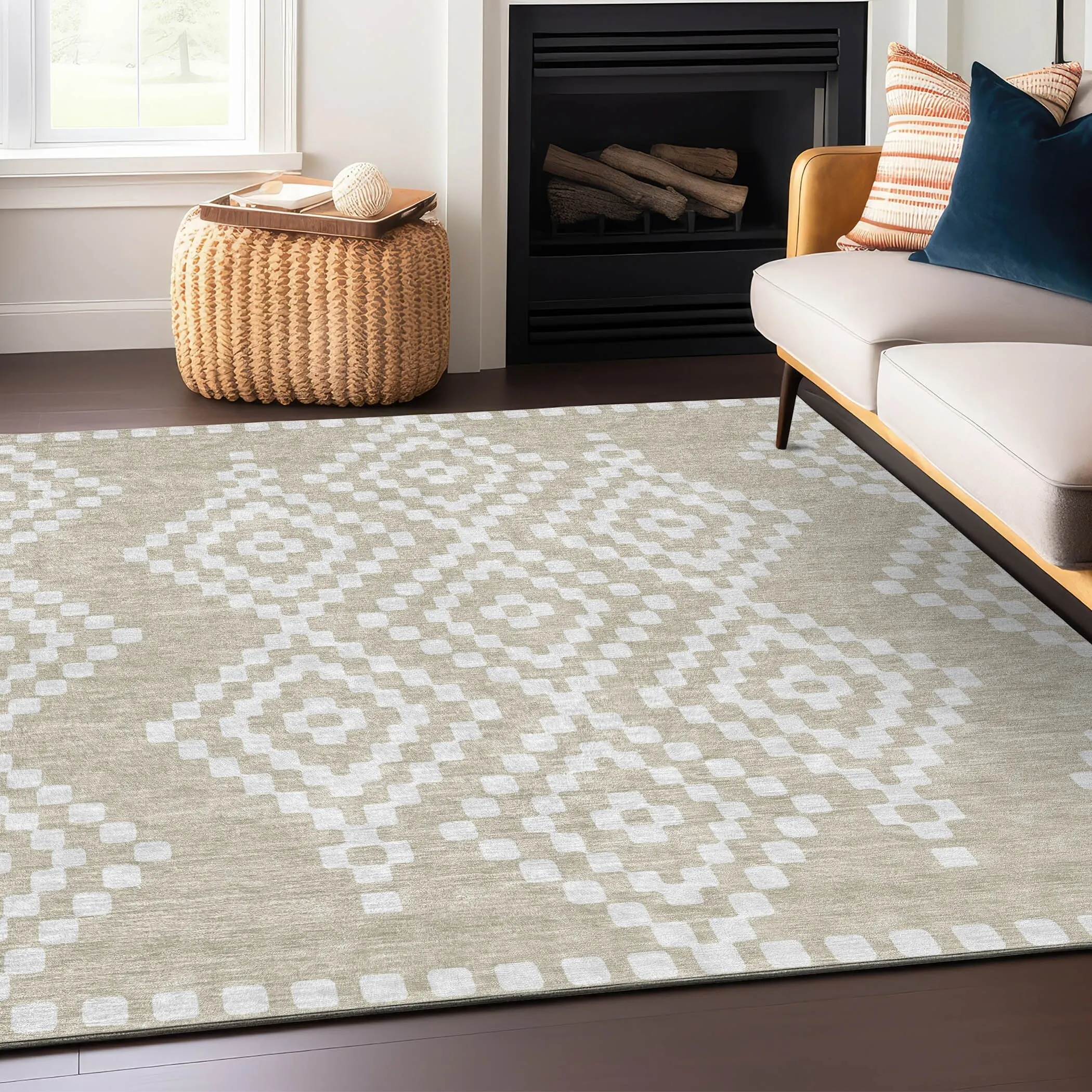 Machine Washable Indoor/ Outdoor Chantille Moroccan Boho Rug