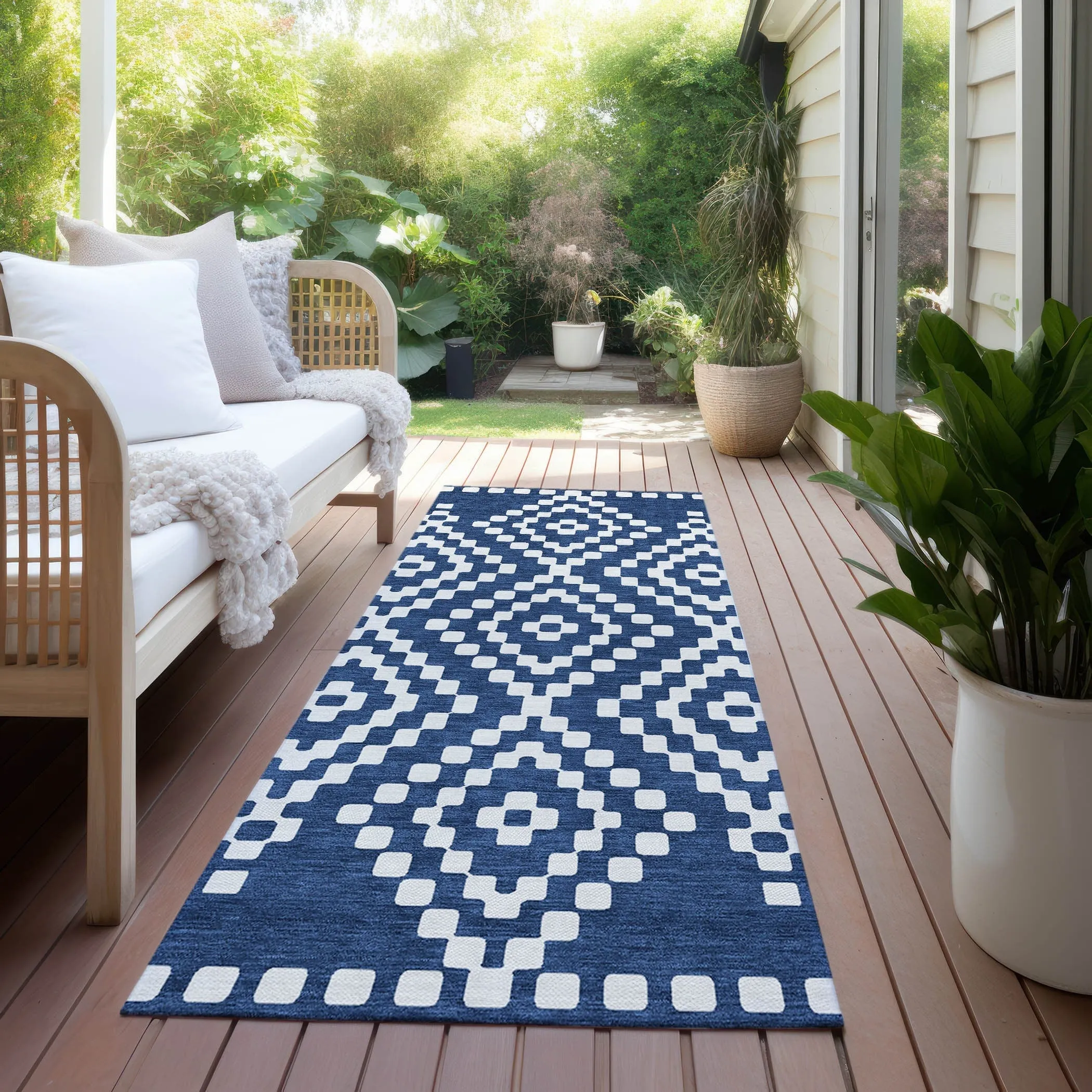Machine Washable Indoor/ Outdoor Chantille Moroccan Boho Rug