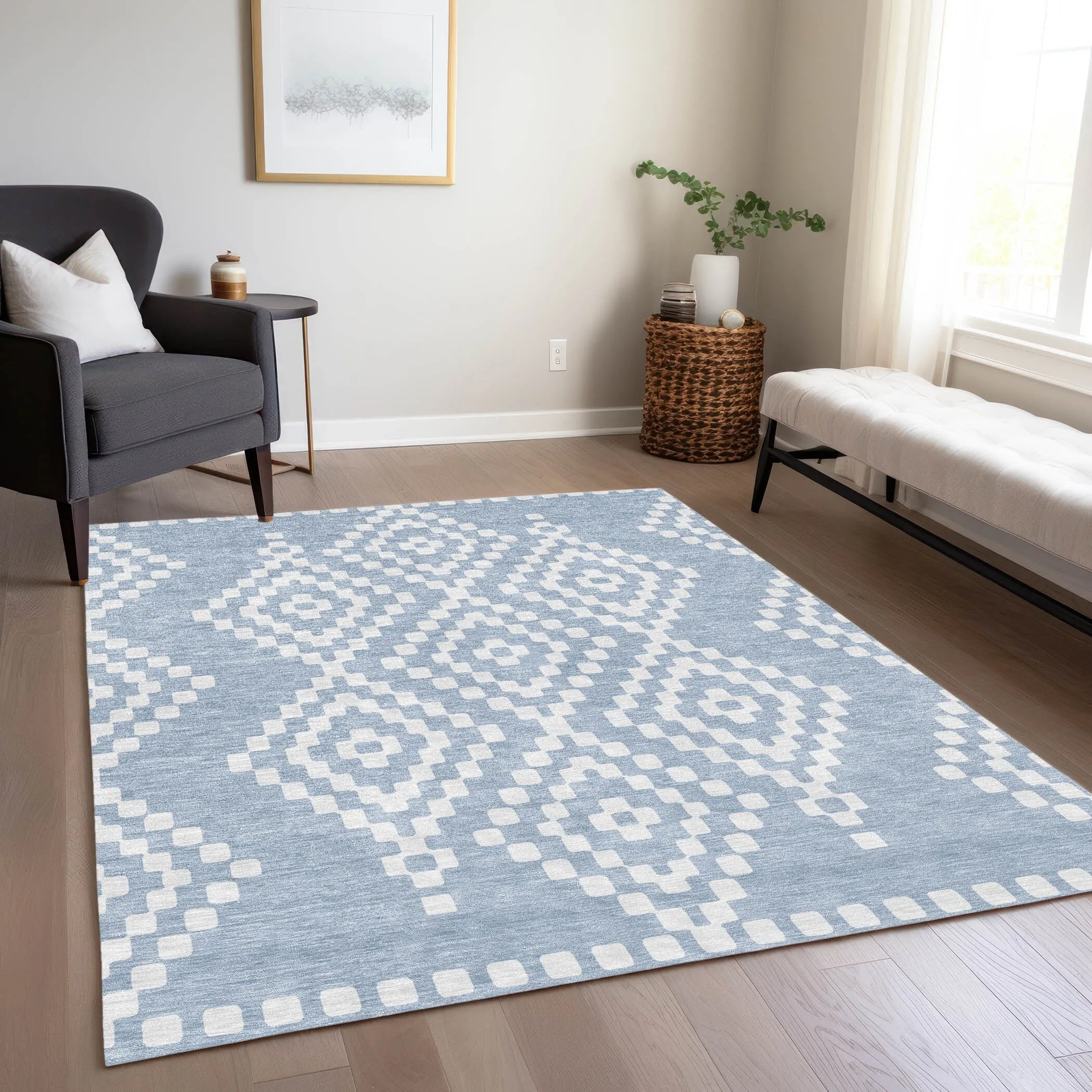 Machine Washable Indoor/ Outdoor Chantille Moroccan Boho Rug