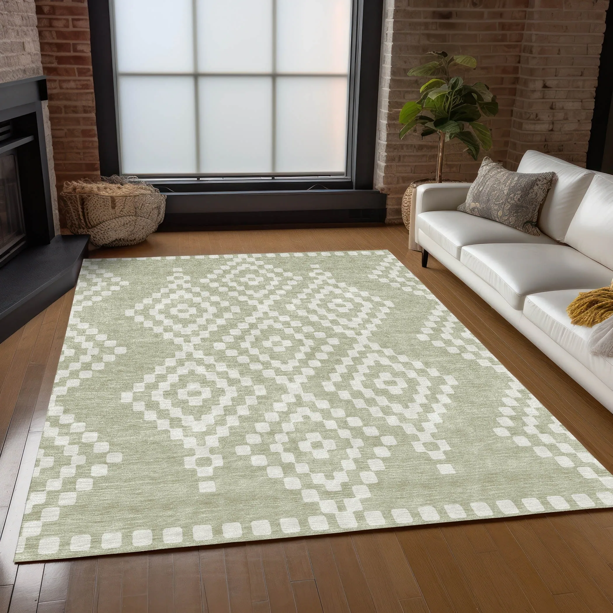 Machine Washable Indoor/ Outdoor Chantille Moroccan Boho Rug