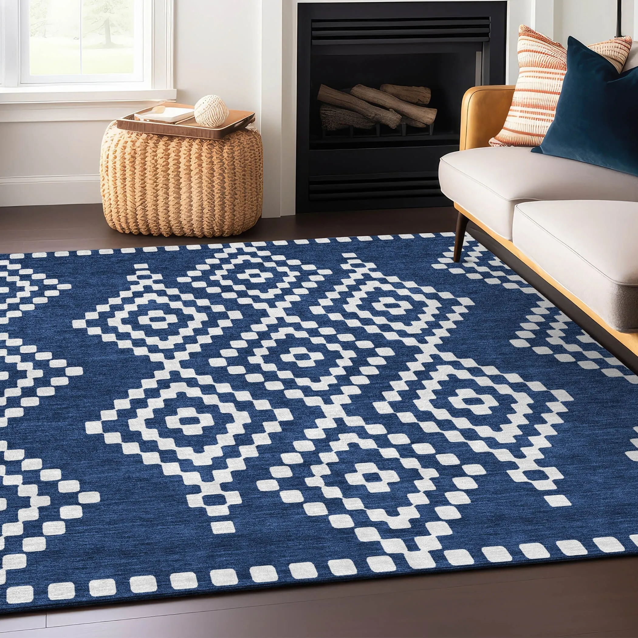 Machine Washable Indoor/ Outdoor Chantille Moroccan Boho Rug