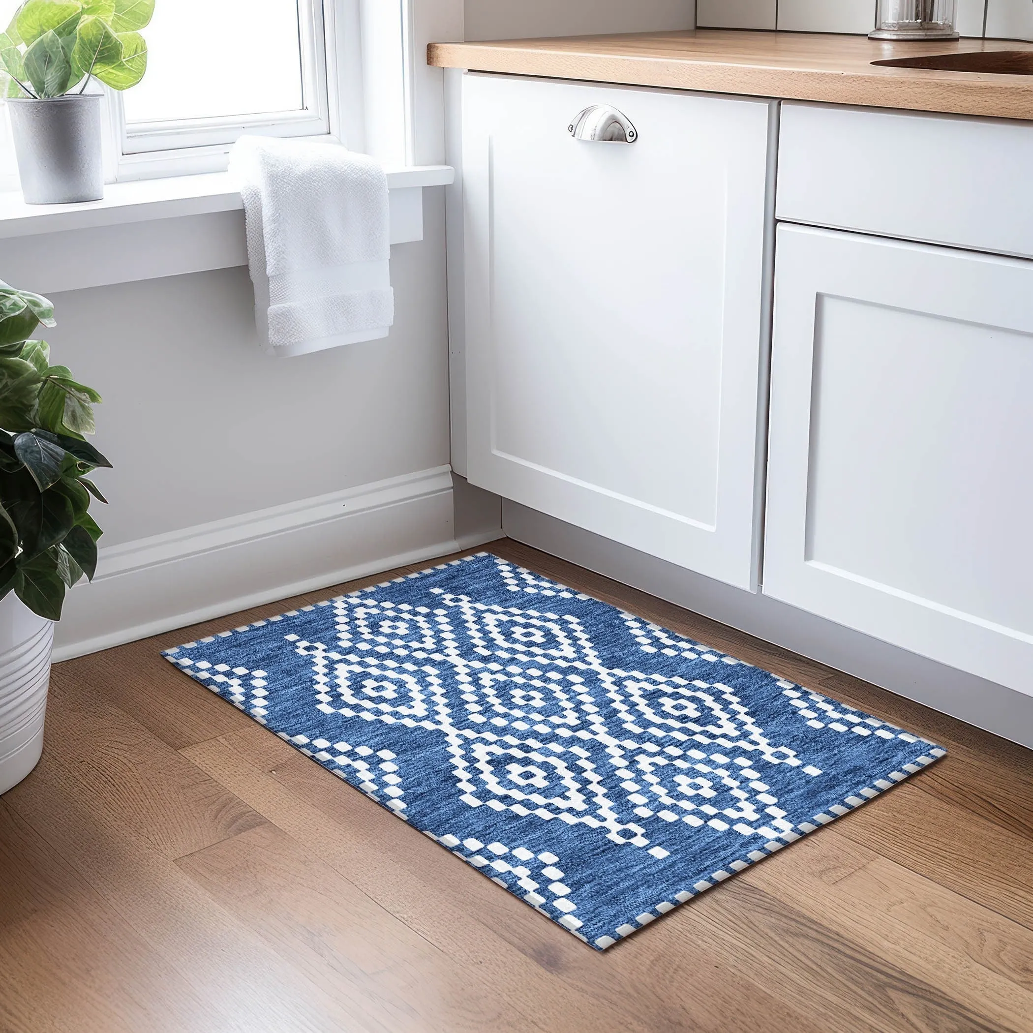 Machine Washable Indoor/ Outdoor Chantille Moroccan Boho Rug