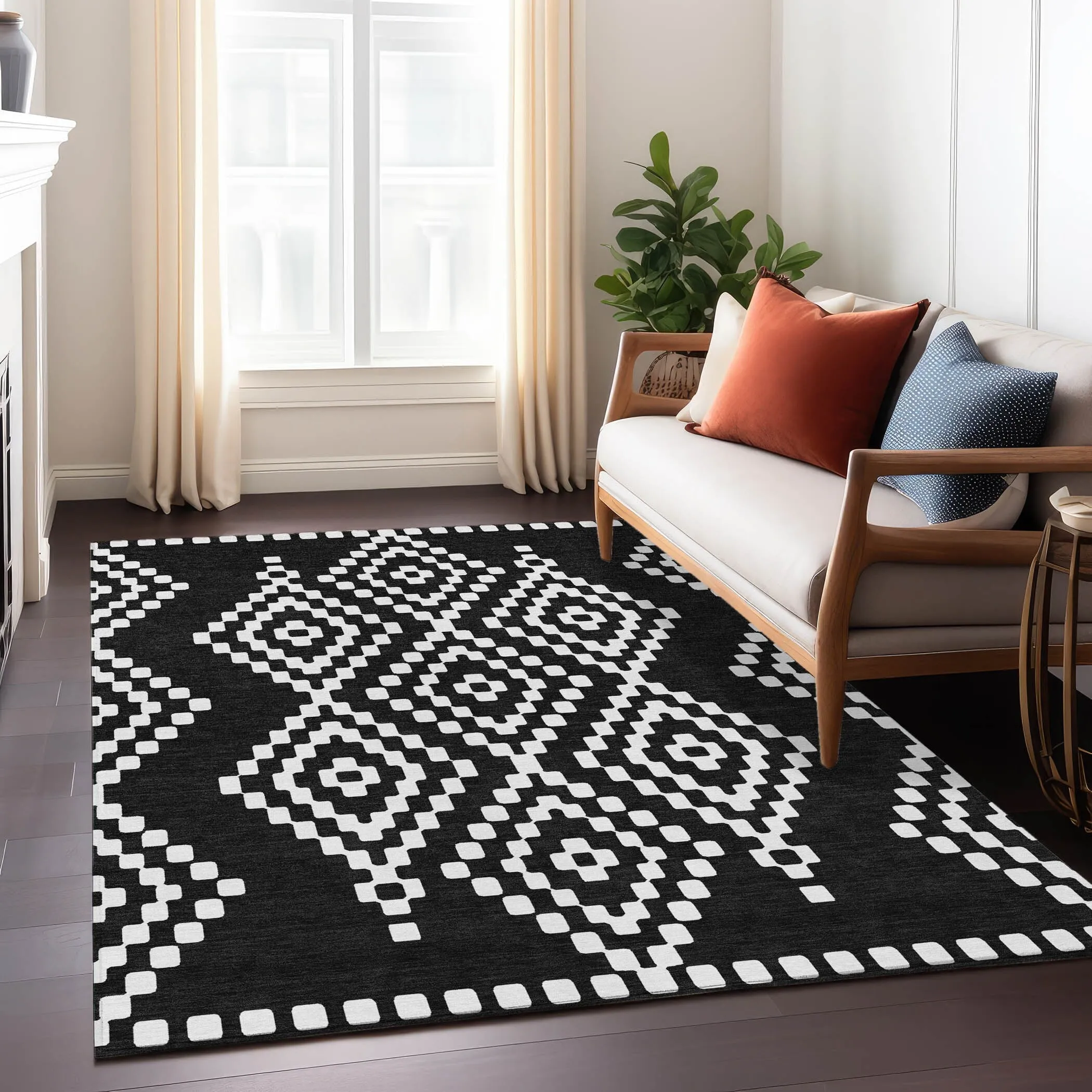 Machine Washable Indoor/ Outdoor Chantille Moroccan Boho Rug