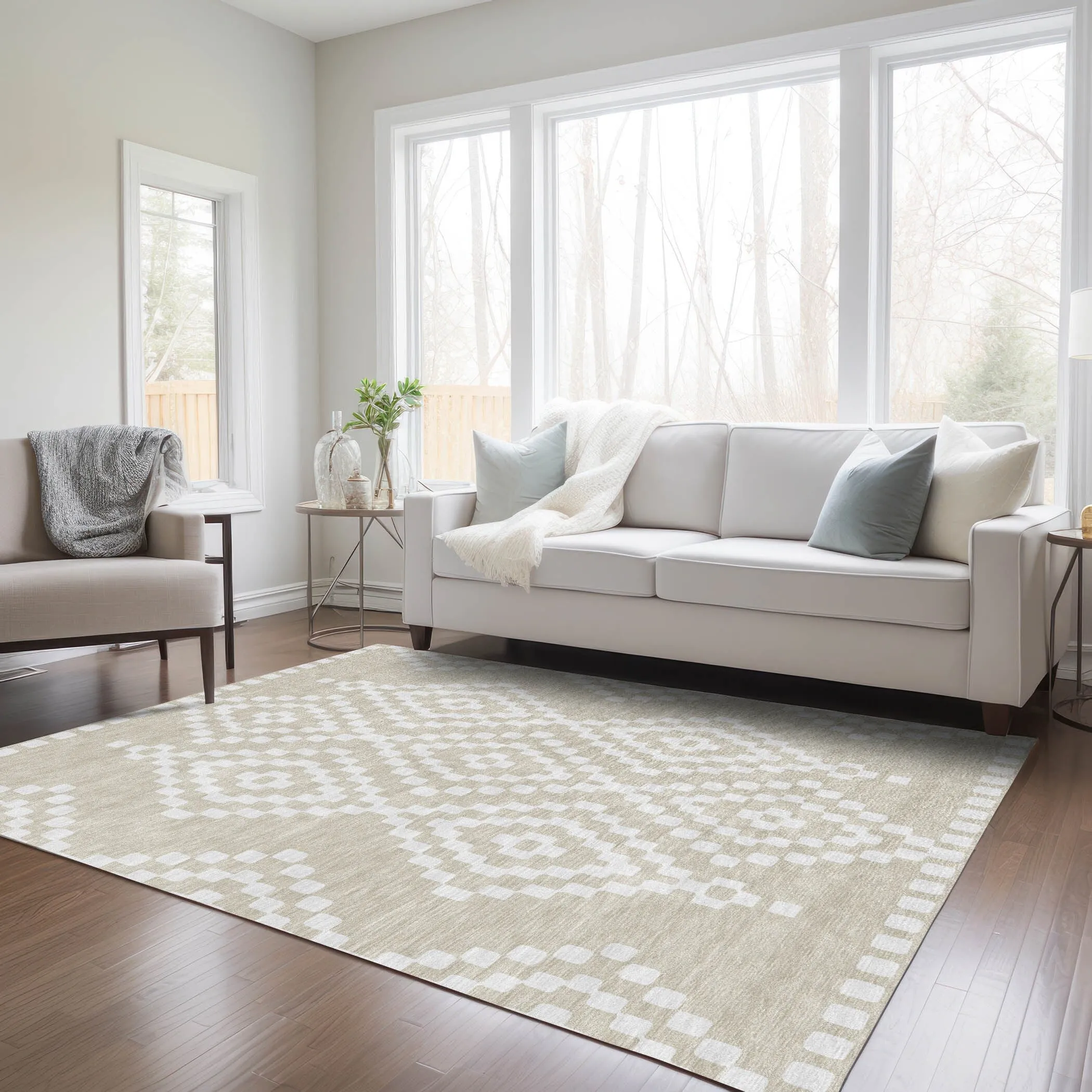 Machine Washable Indoor/ Outdoor Chantille Moroccan Boho Rug
