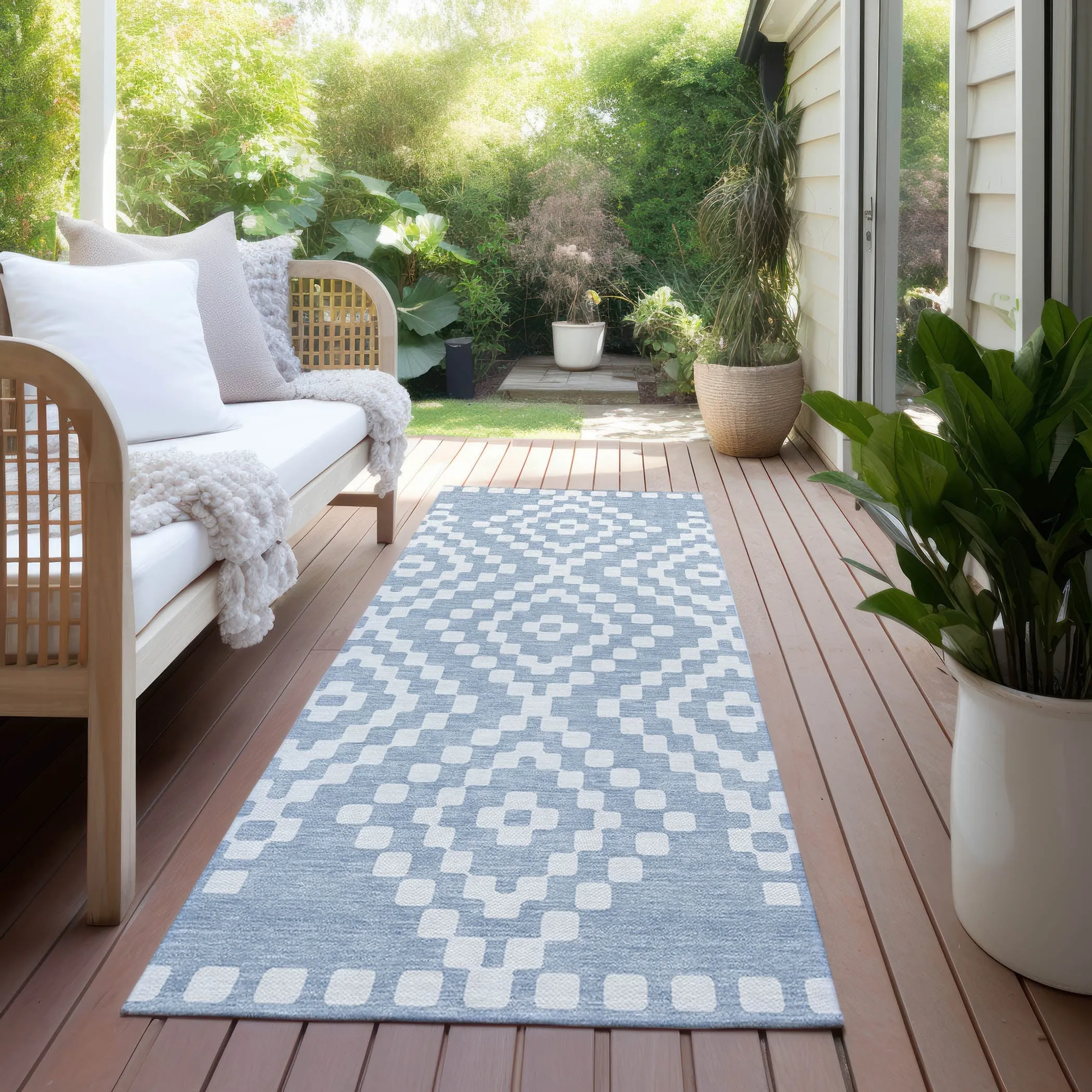 Machine Washable Indoor/ Outdoor Chantille Moroccan Boho Rug