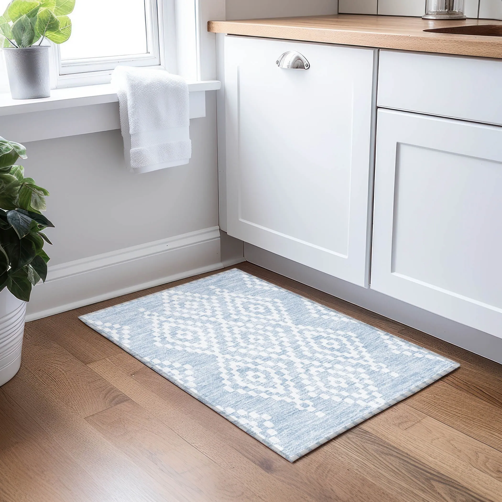 Machine Washable Indoor/ Outdoor Chantille Moroccan Boho Rug