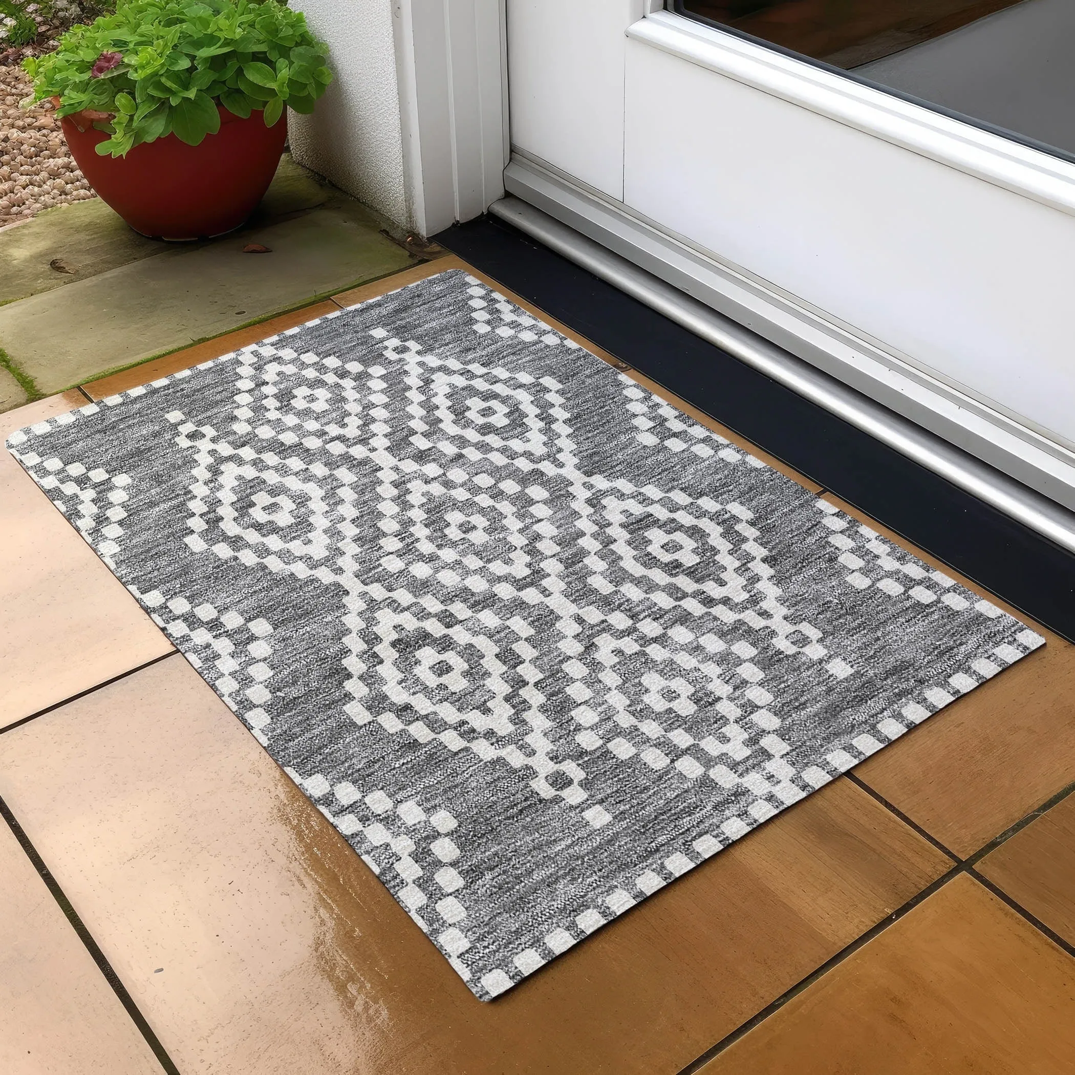 Machine Washable Indoor/ Outdoor Chantille Moroccan Boho Rug