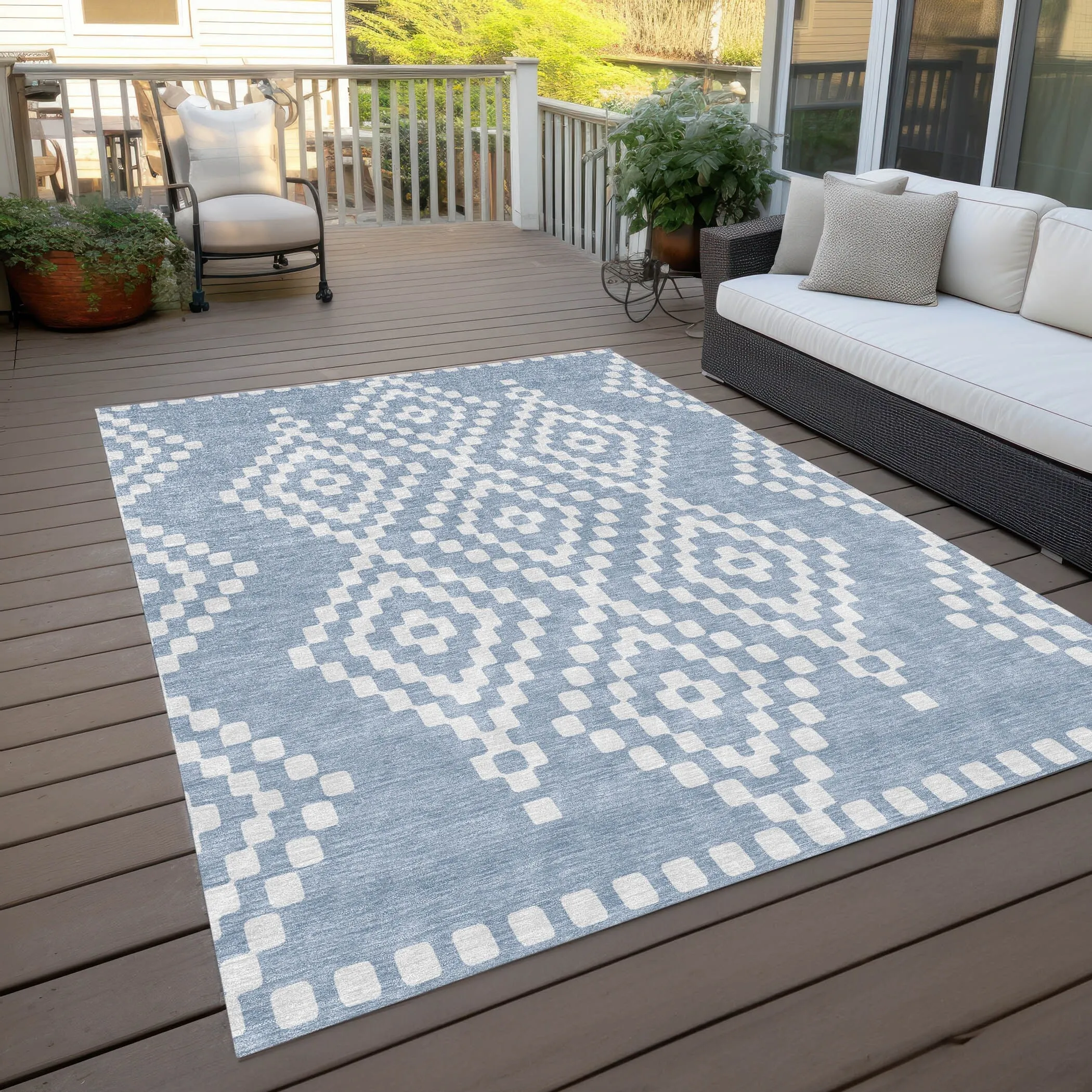 Machine Washable Indoor/ Outdoor Chantille Moroccan Boho Rug