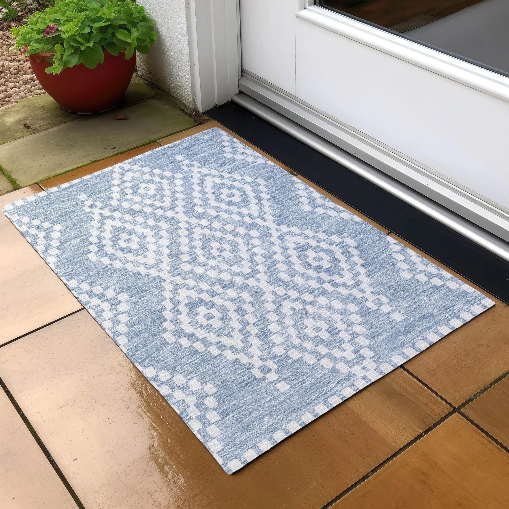 Machine Washable Indoor/ Outdoor Chantille Moroccan Boho Rug