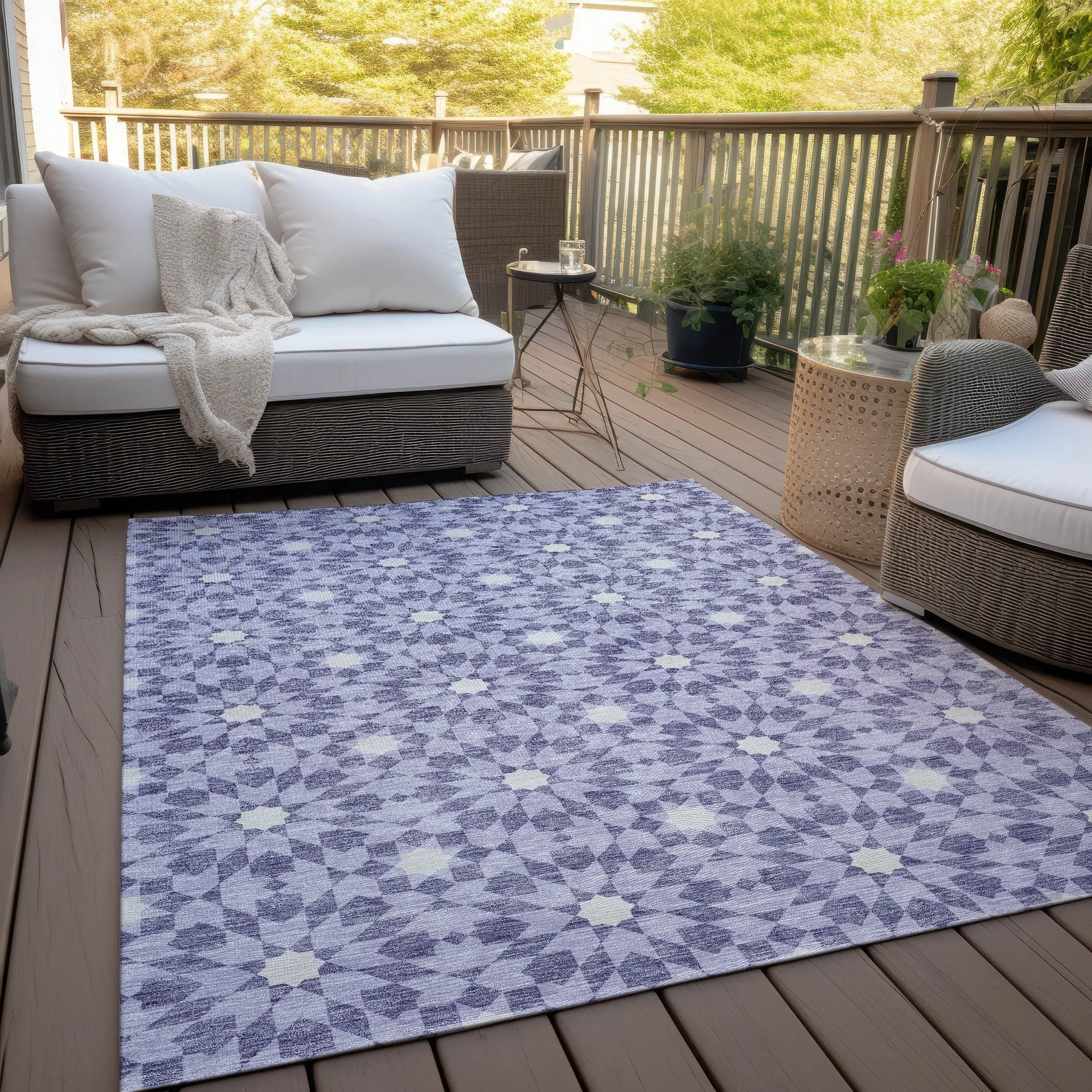 Machine Washable Indoor/ Outdoor Chantille Morrocan Boho Rug