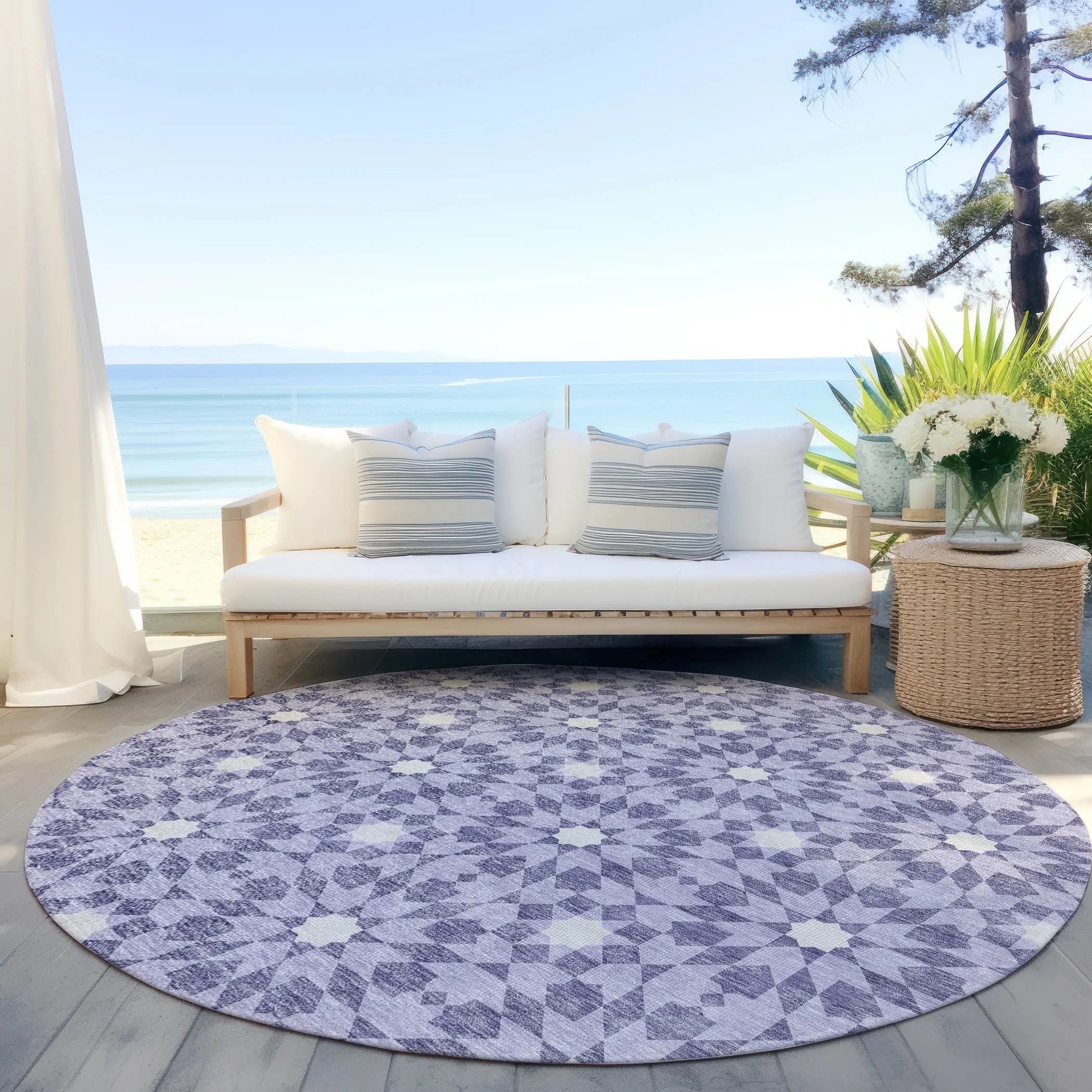 Machine Washable Indoor/ Outdoor Chantille Morrocan Boho Rug