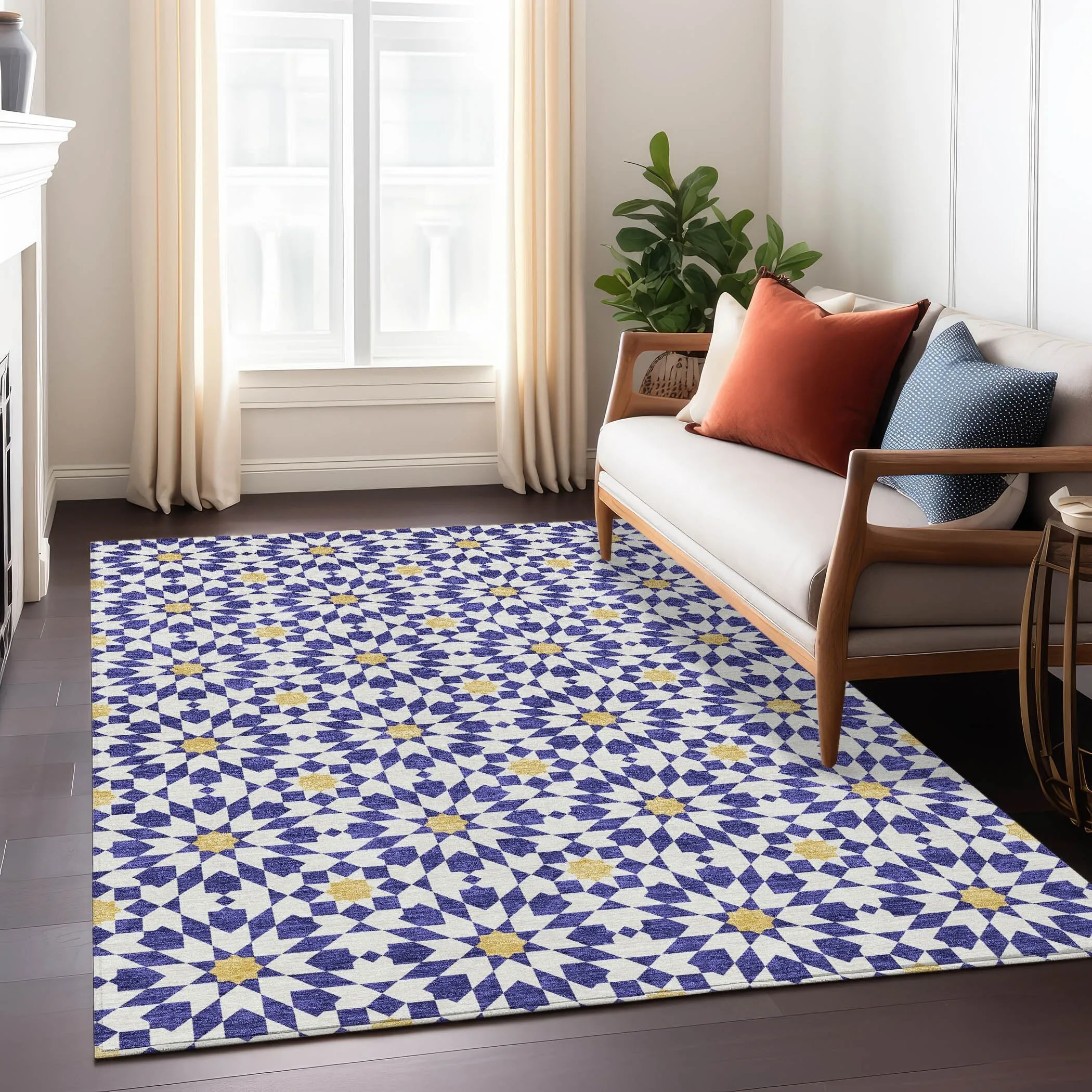 Machine Washable Indoor/ Outdoor Chantille Morrocan Boho Rug
