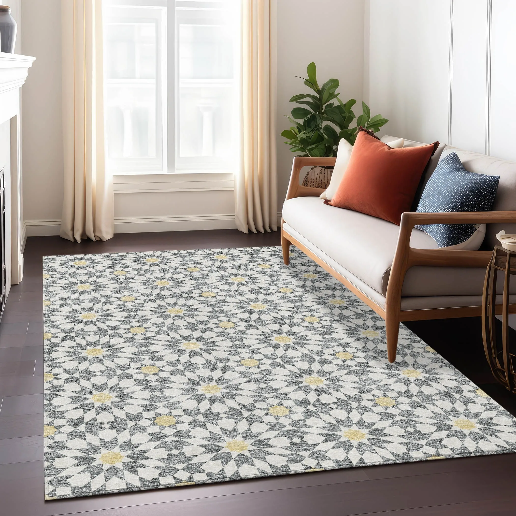 Machine Washable Indoor/ Outdoor Chantille Morrocan Boho Rug