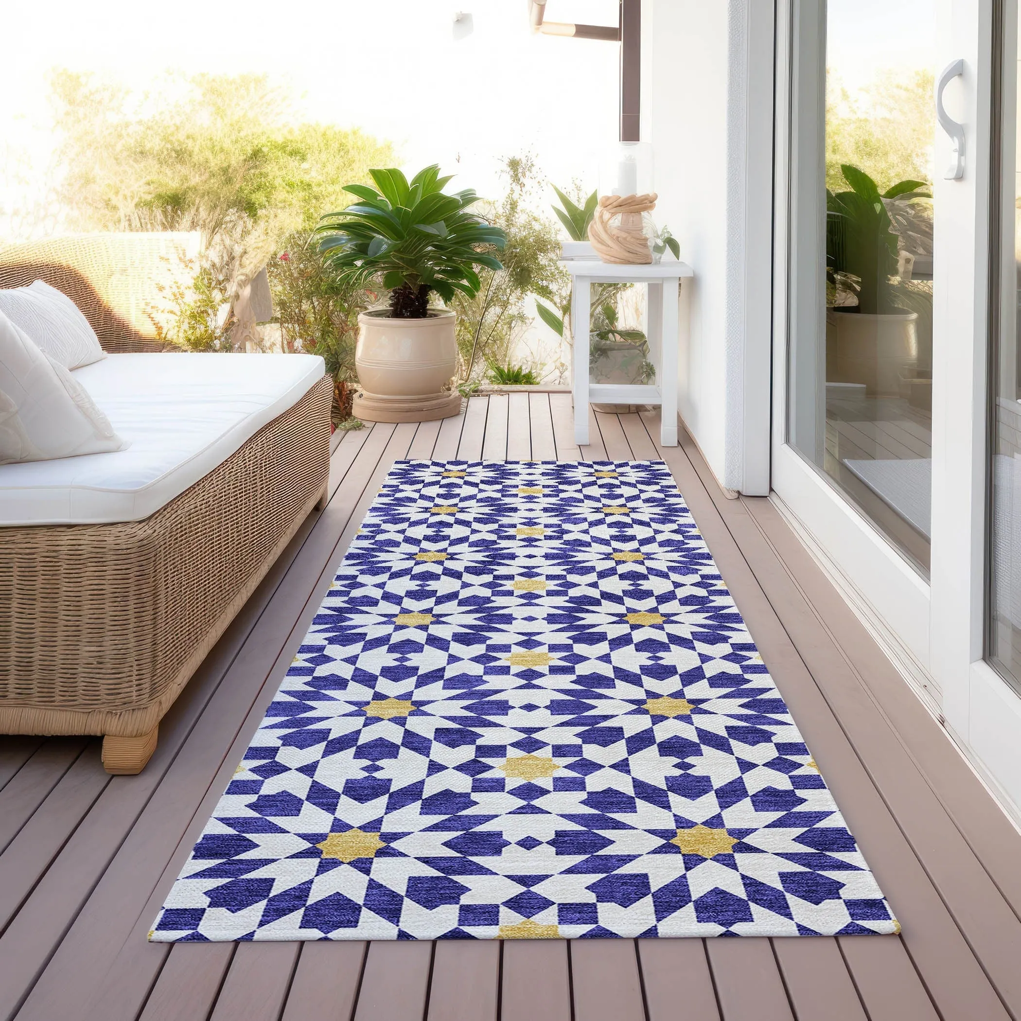 Machine Washable Indoor/ Outdoor Chantille Morrocan Boho Rug