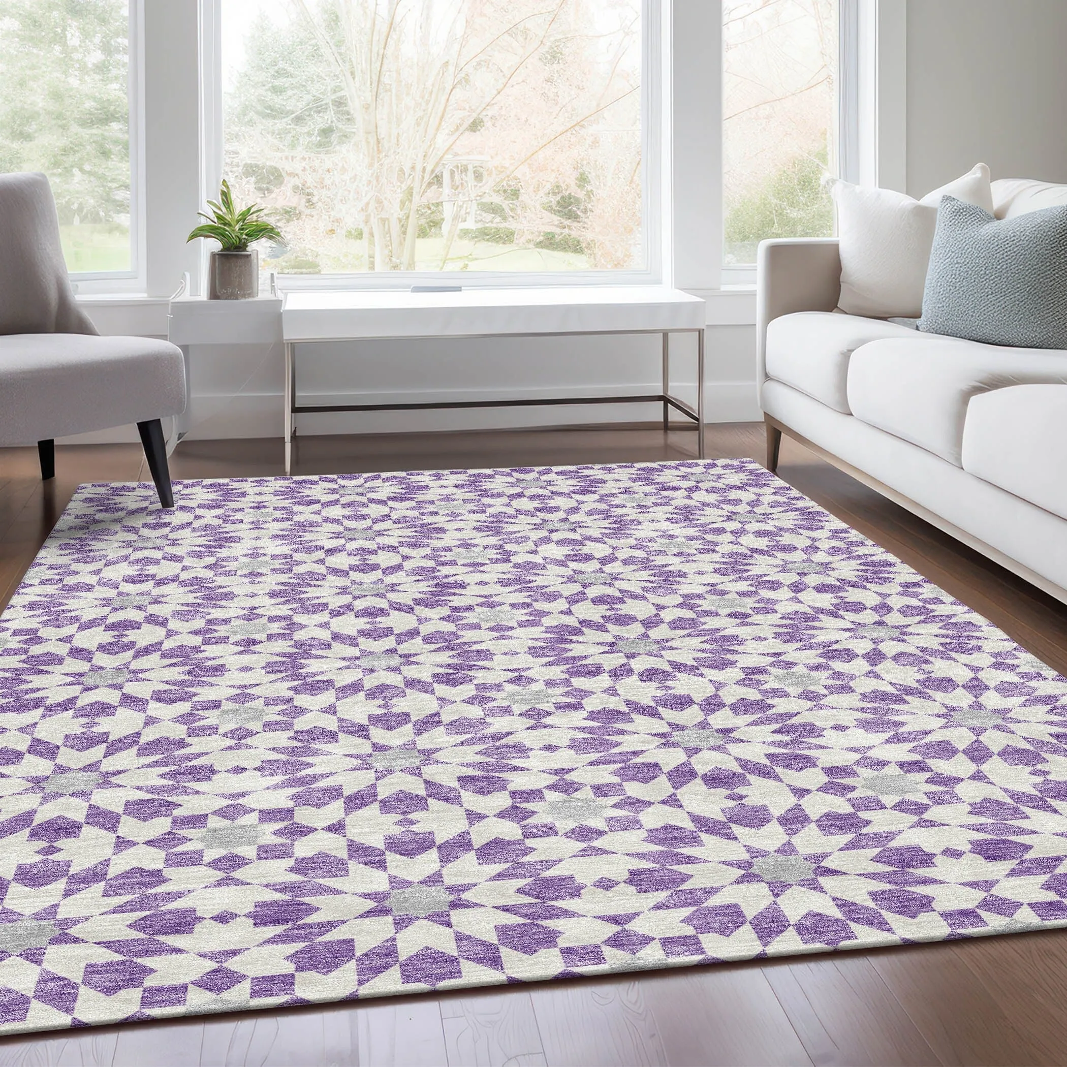 Machine Washable Indoor/ Outdoor Chantille Morrocan Boho Rug