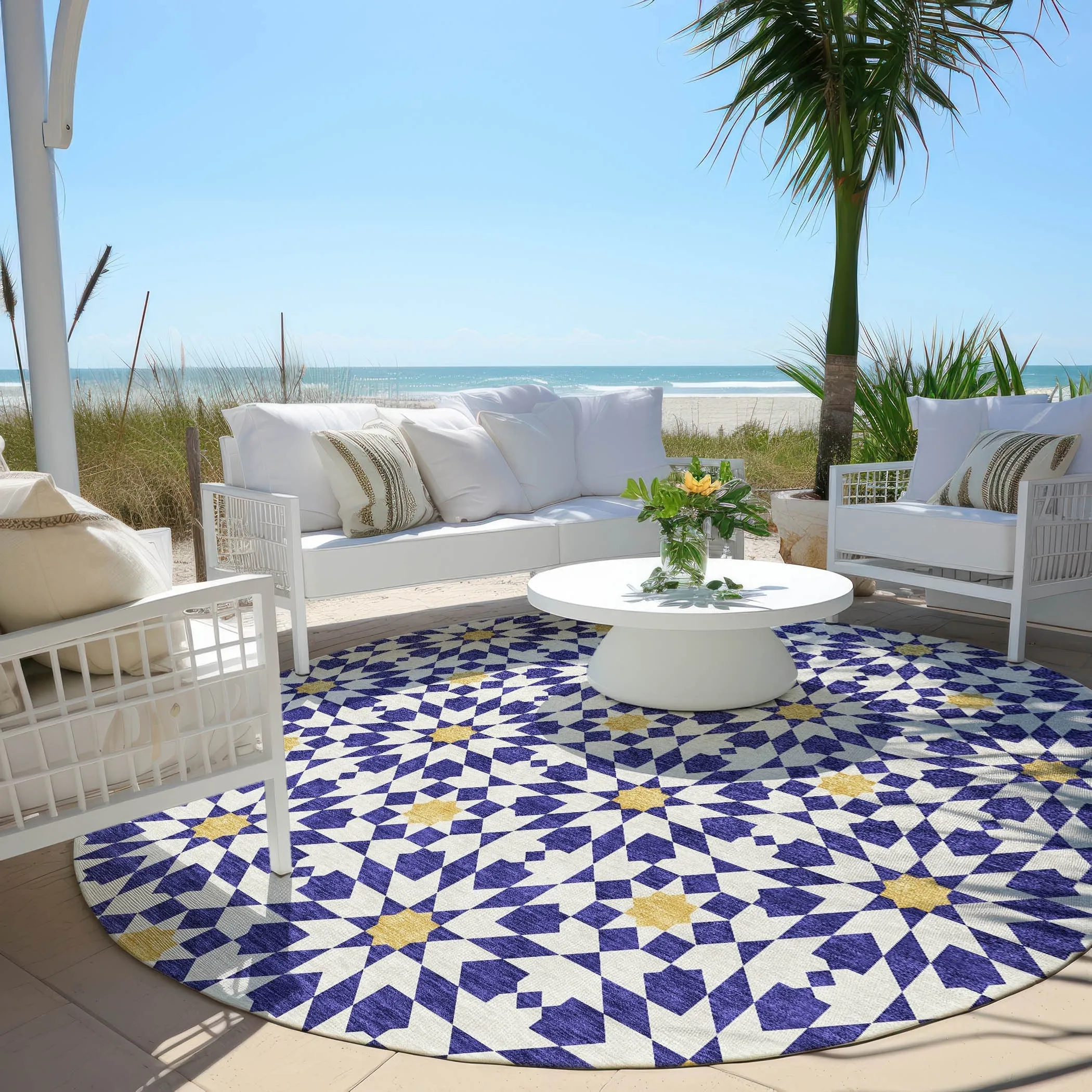 Machine Washable Indoor/ Outdoor Chantille Morrocan Boho Rug