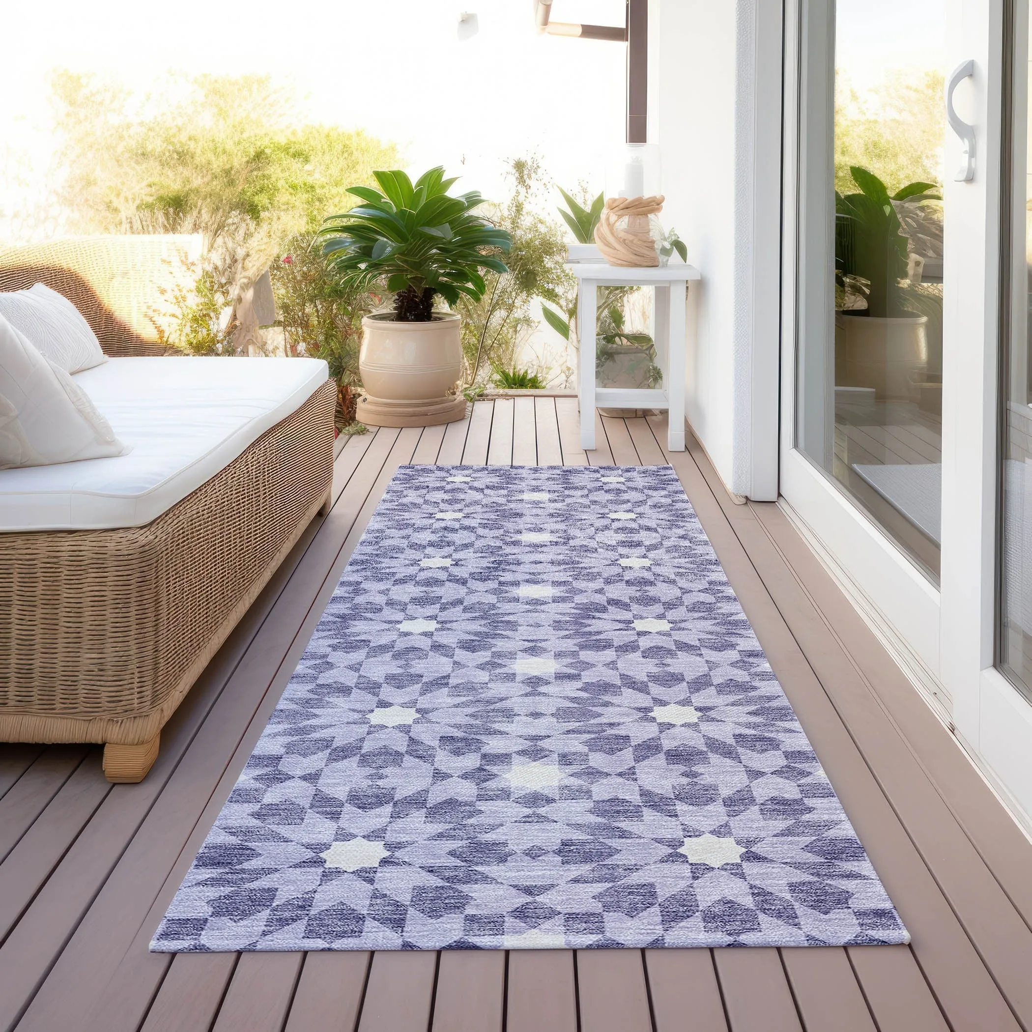 Machine Washable Indoor/ Outdoor Chantille Morrocan Boho Rug