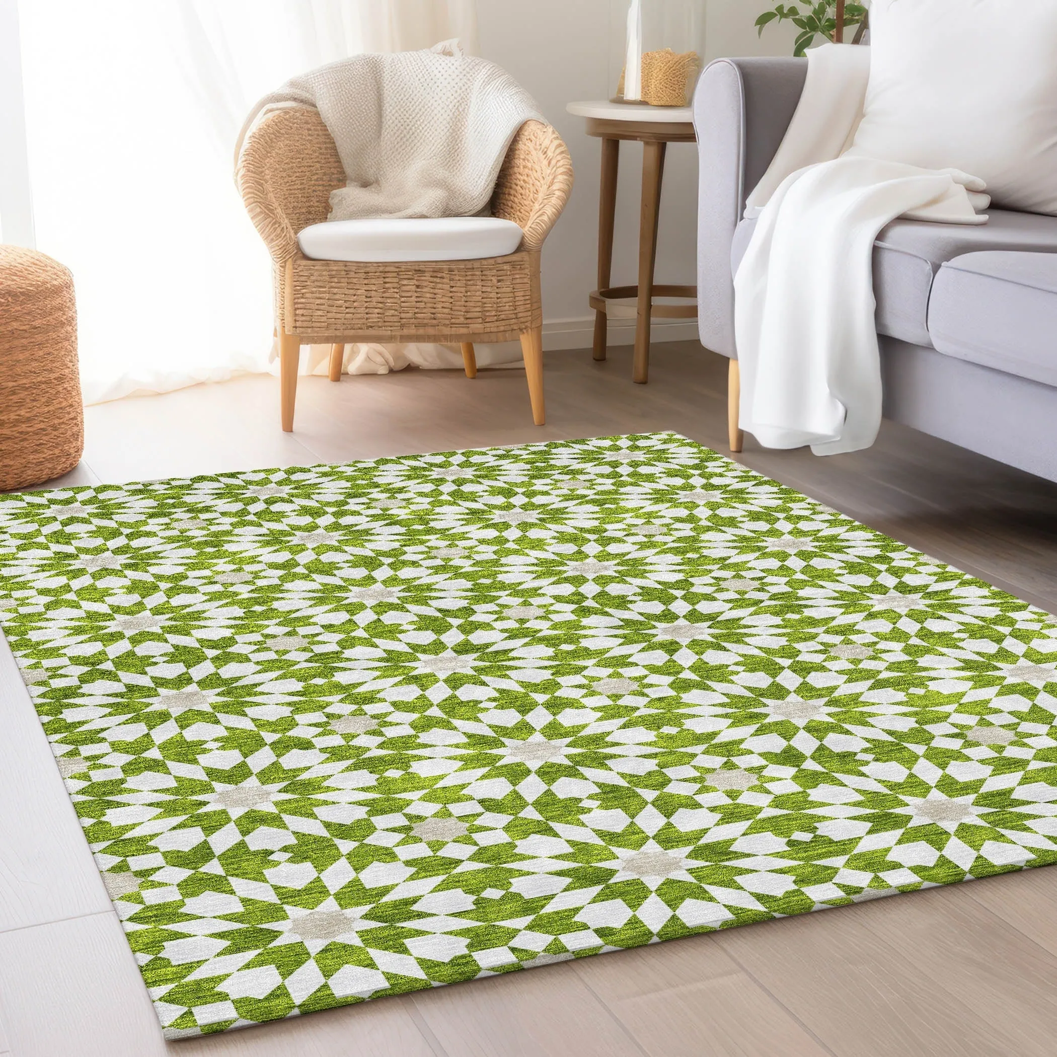 Machine Washable Indoor/ Outdoor Chantille Morrocan Boho Rug