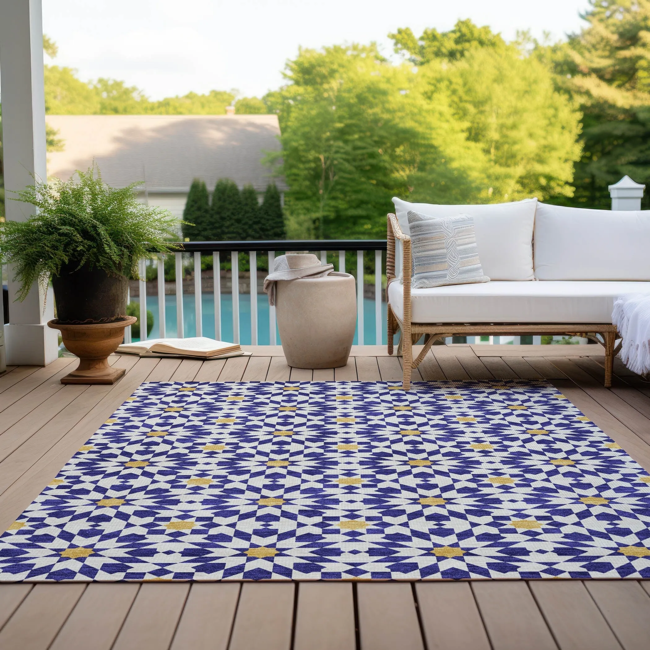 Machine Washable Indoor/ Outdoor Chantille Morrocan Boho Rug