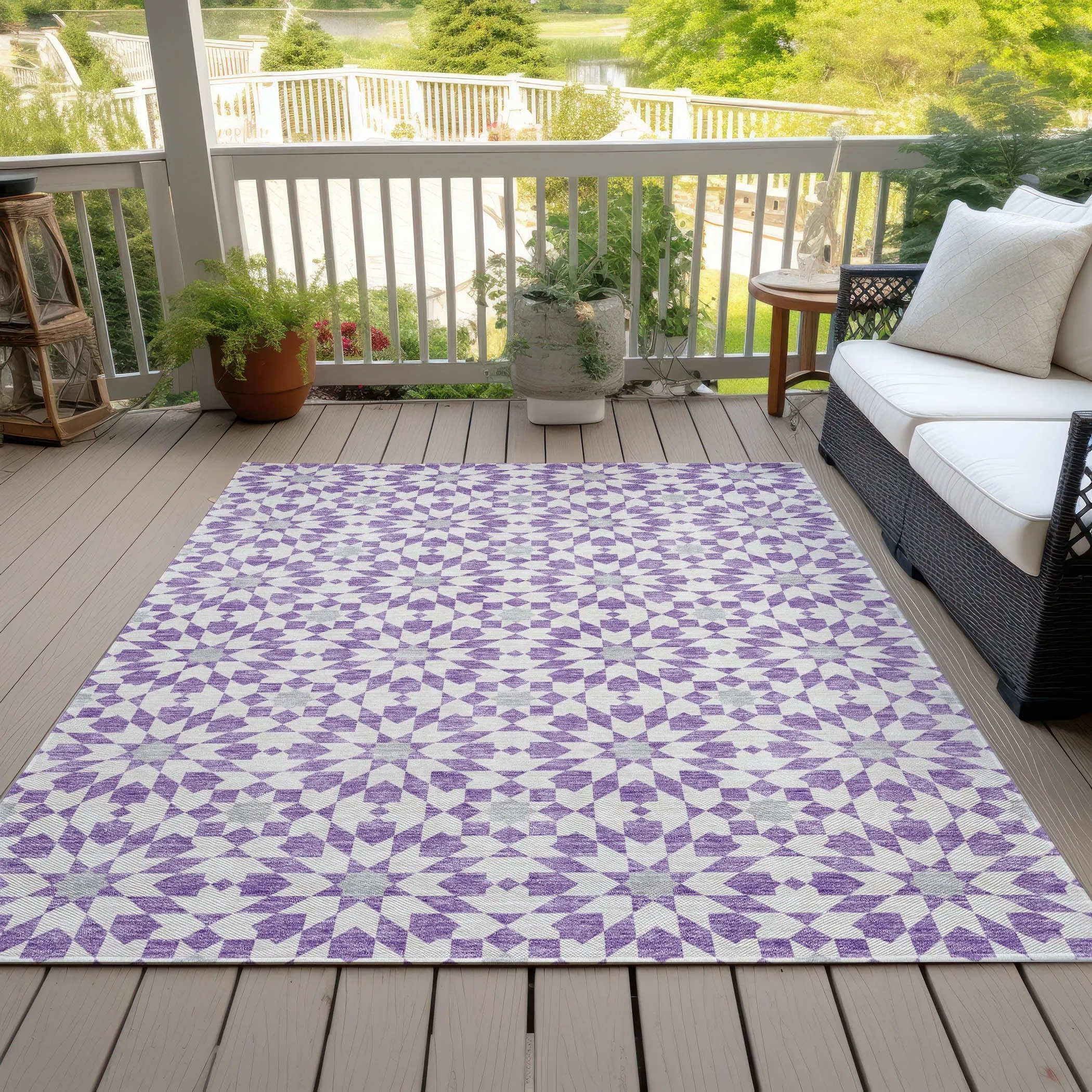 Machine Washable Indoor/ Outdoor Chantille Morrocan Boho Rug