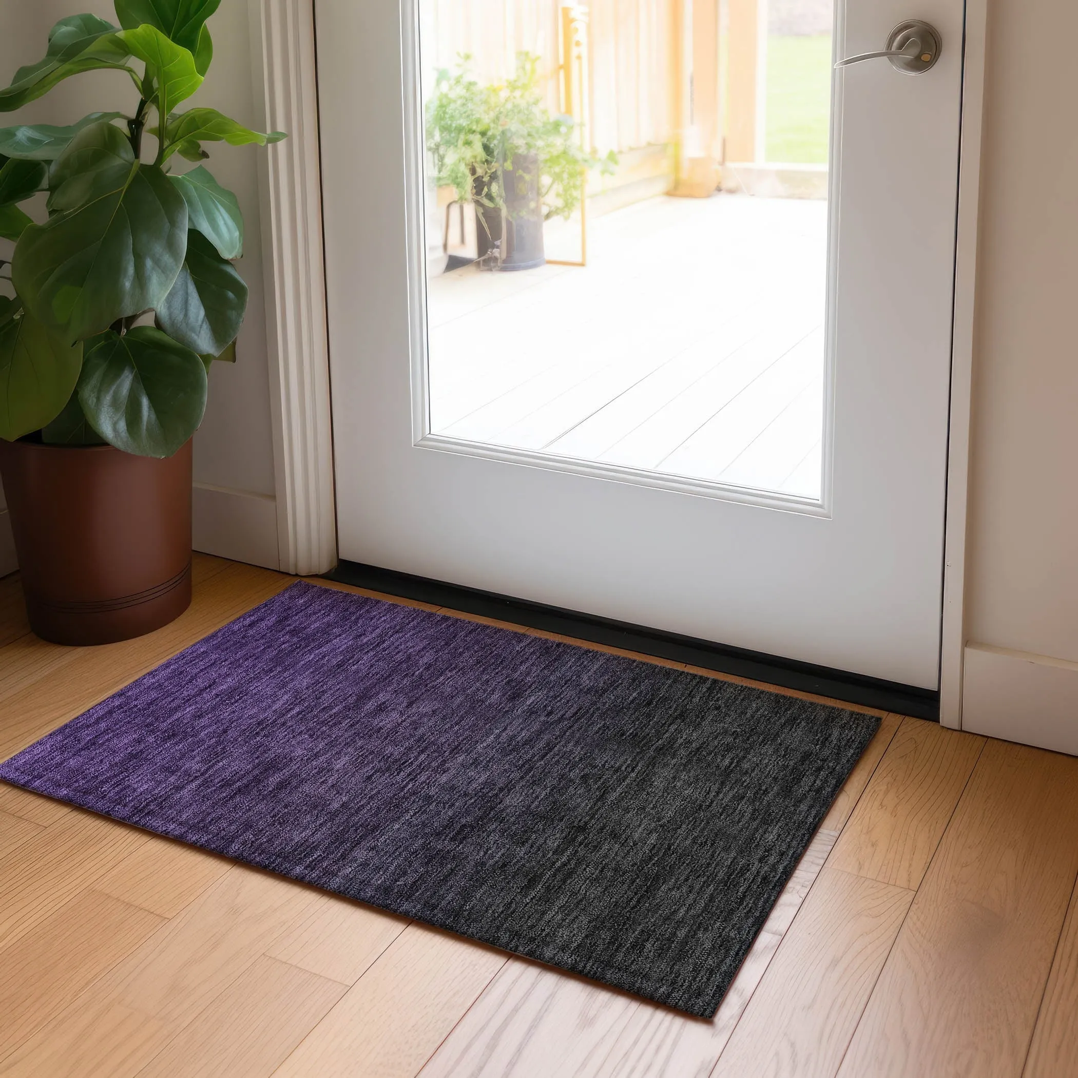 Machine Washable Indoor/ Outdoor Chantille Ombre Solid Rug
