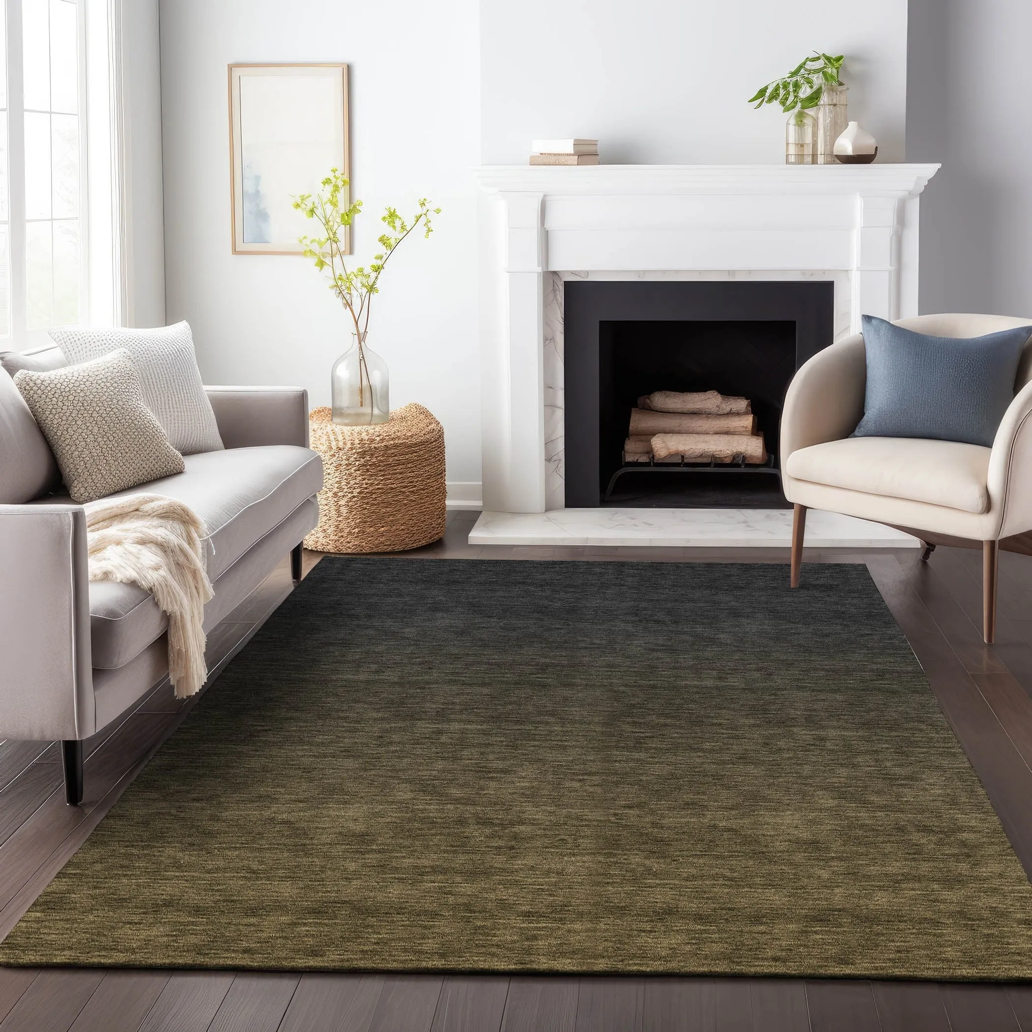 Machine Washable Indoor/ Outdoor Chantille Ombre Solid Rug