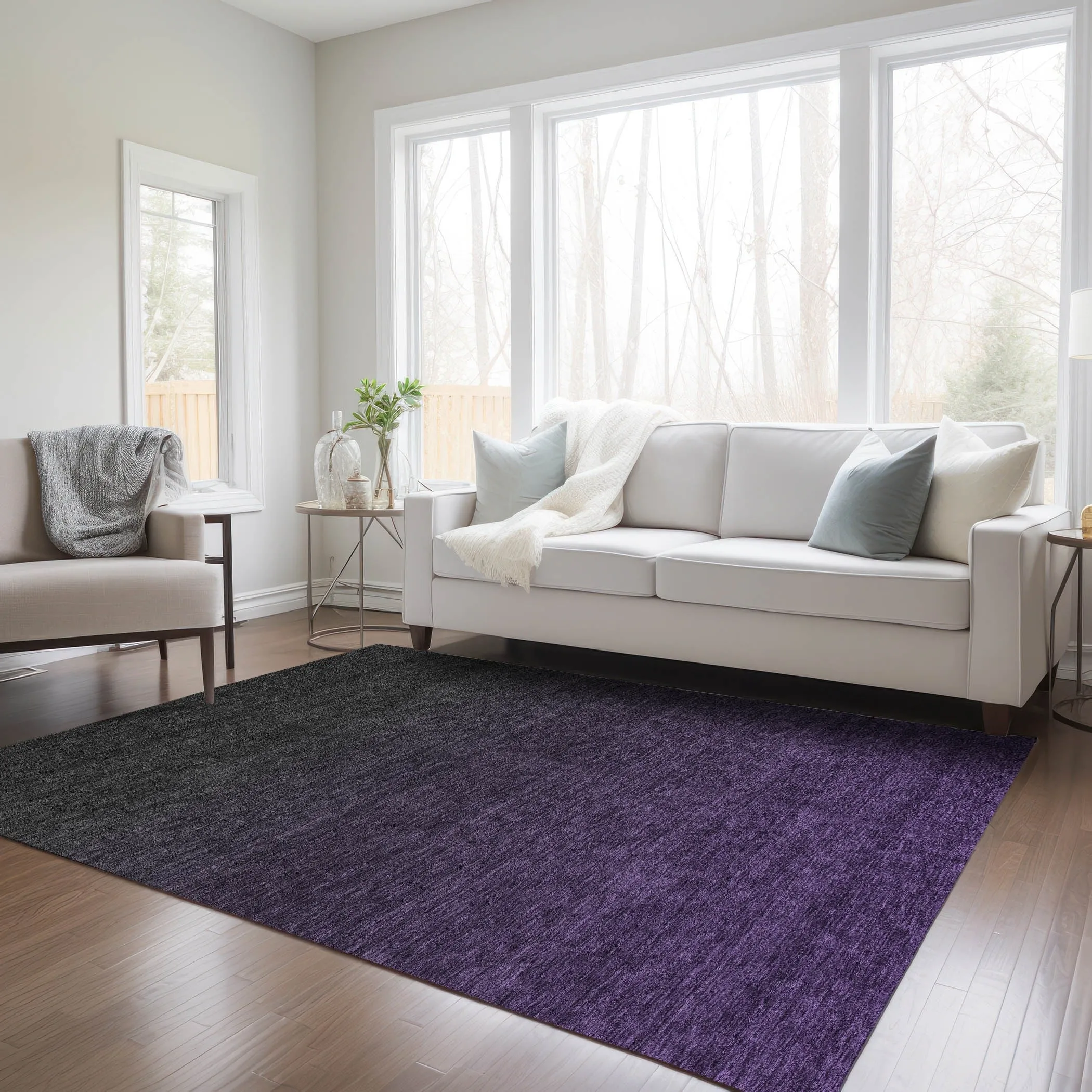 Machine Washable Indoor/ Outdoor Chantille Ombre Solid Rug