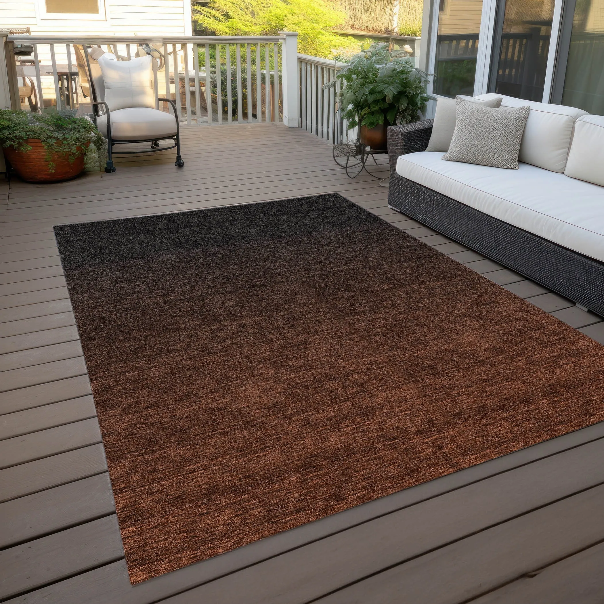 Machine Washable Indoor/ Outdoor Chantille Ombre Solid Rug