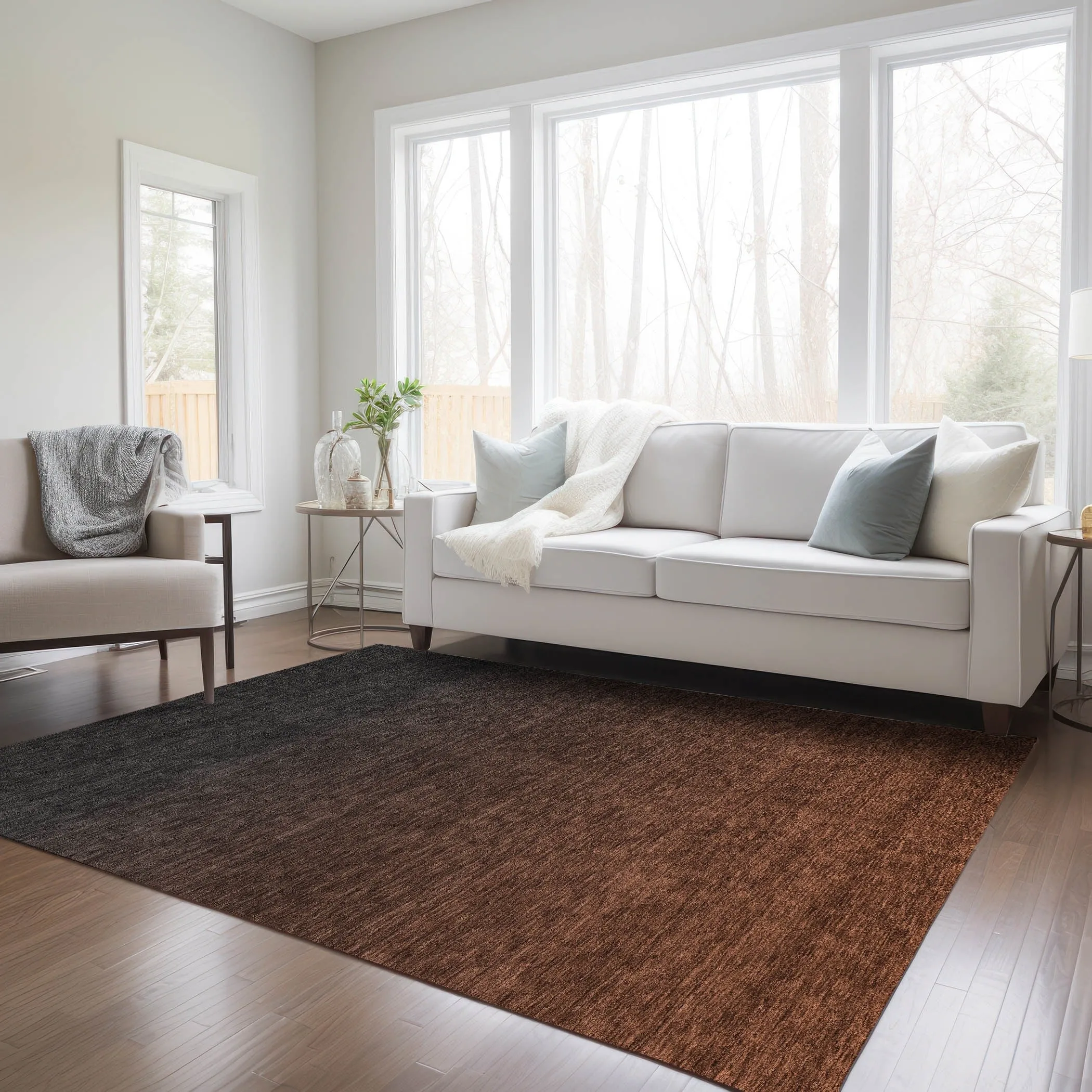 Machine Washable Indoor/ Outdoor Chantille Ombre Solid Rug