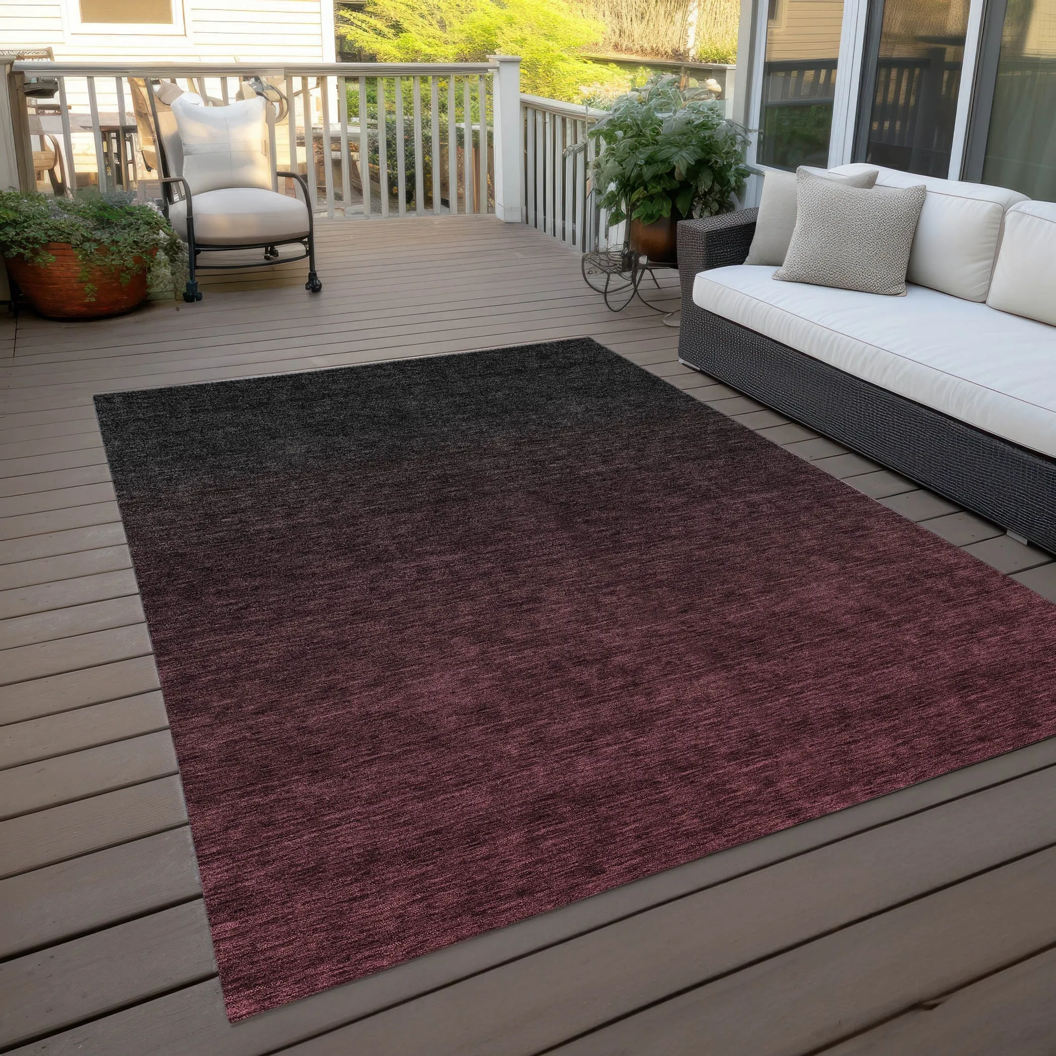 Machine Washable Indoor/ Outdoor Chantille Ombre Solid Rug