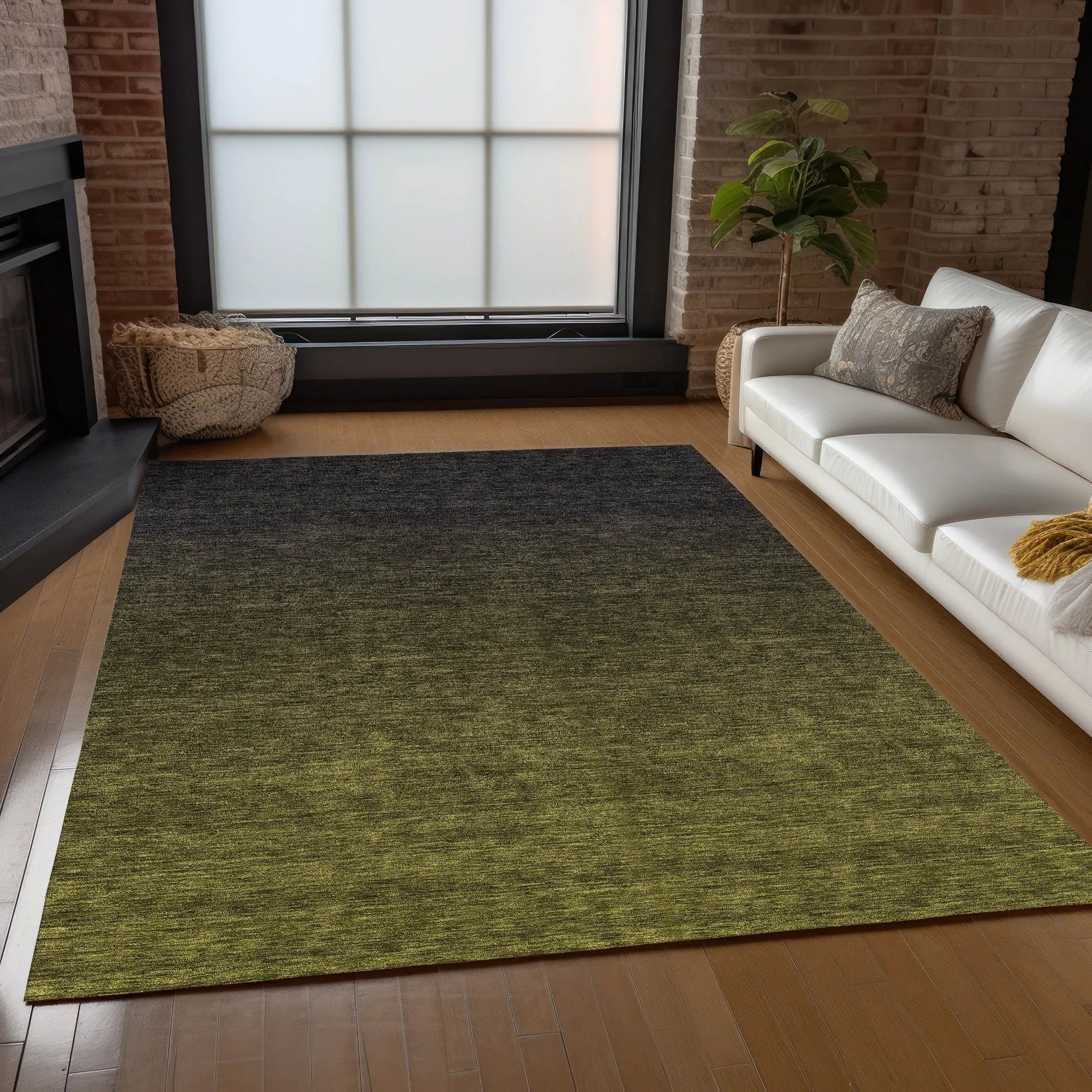 Machine Washable Indoor/ Outdoor Chantille Ombre Solid Rug