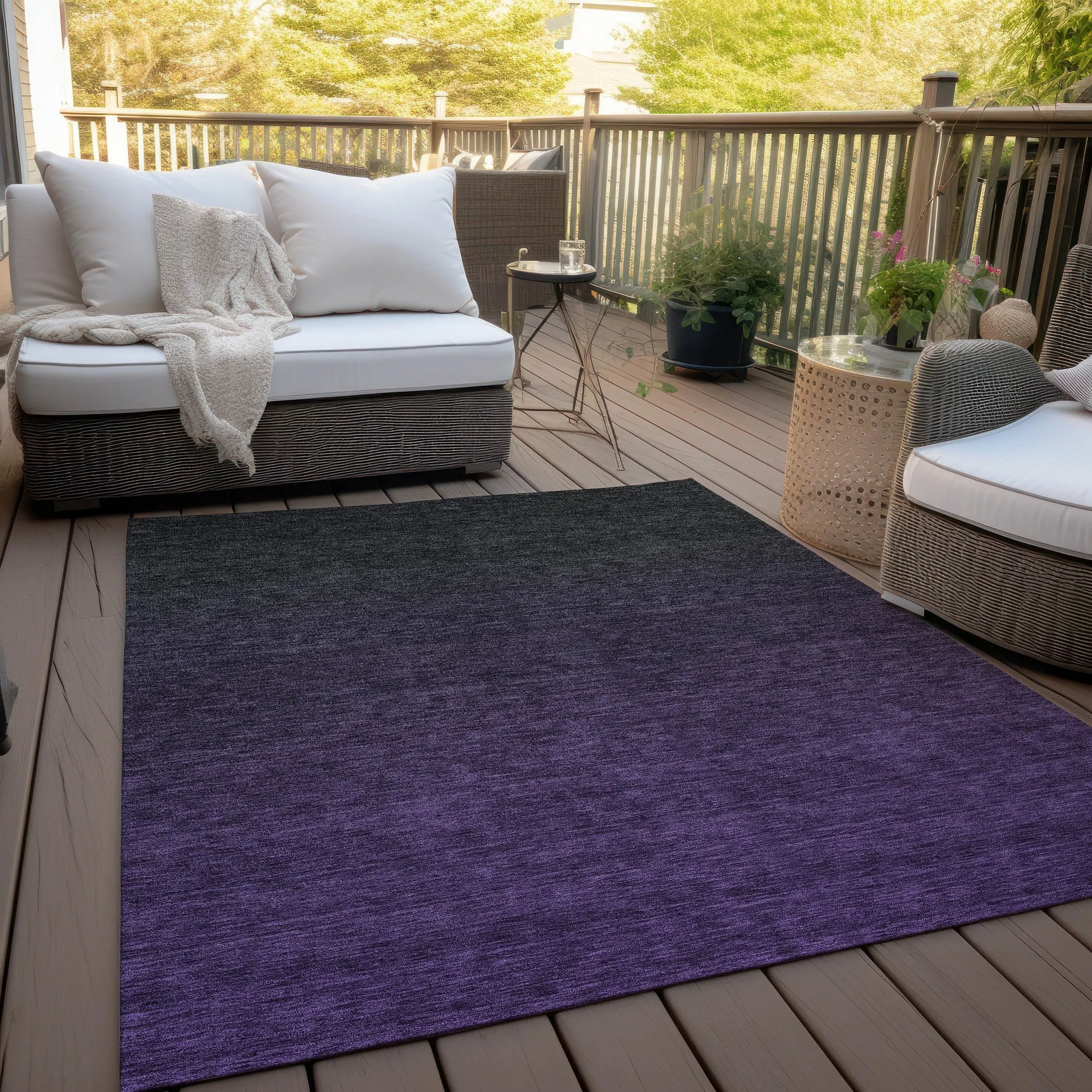 Machine Washable Indoor/ Outdoor Chantille Ombre Solid Rug